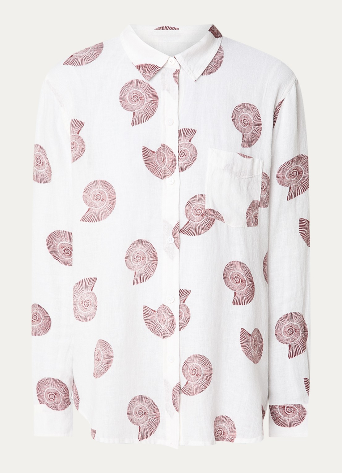 Rails Charli blouse van linnen met print - voorkant 3 gebroken wit