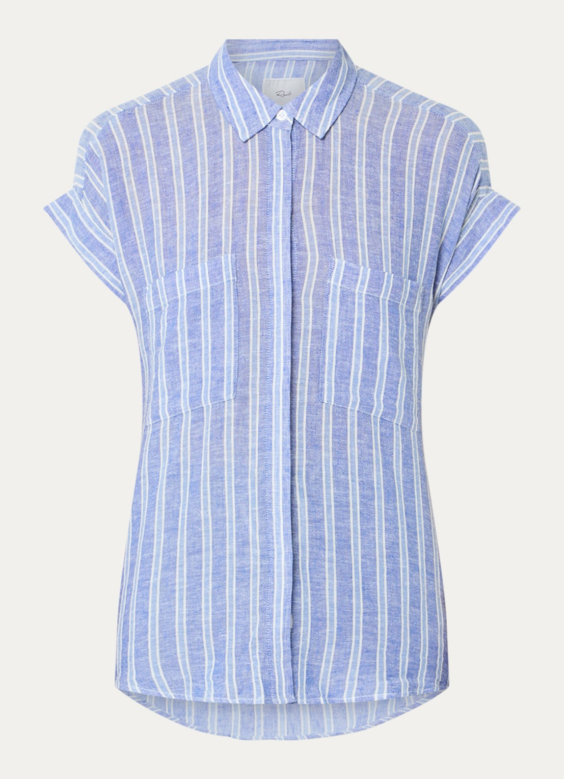 Rails Cito blouse in linnenblend met streepprint - voorkant 2 blauw