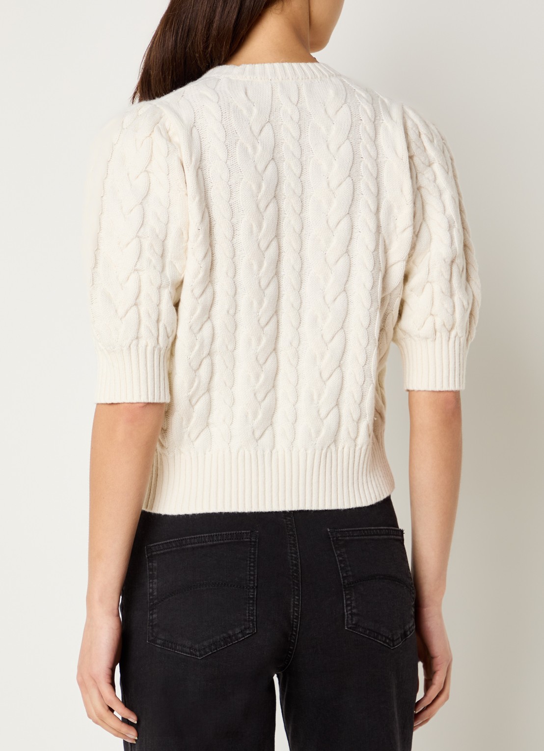 Rails Clarissa kabelgebreid vest met strikdetail - achterkant gebroken wit