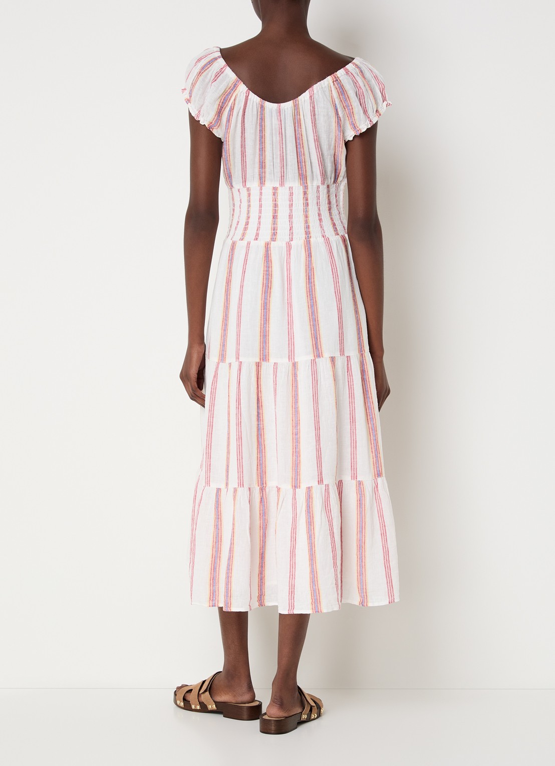 Rails Daria midi jurk met streeprint - achterkant creme