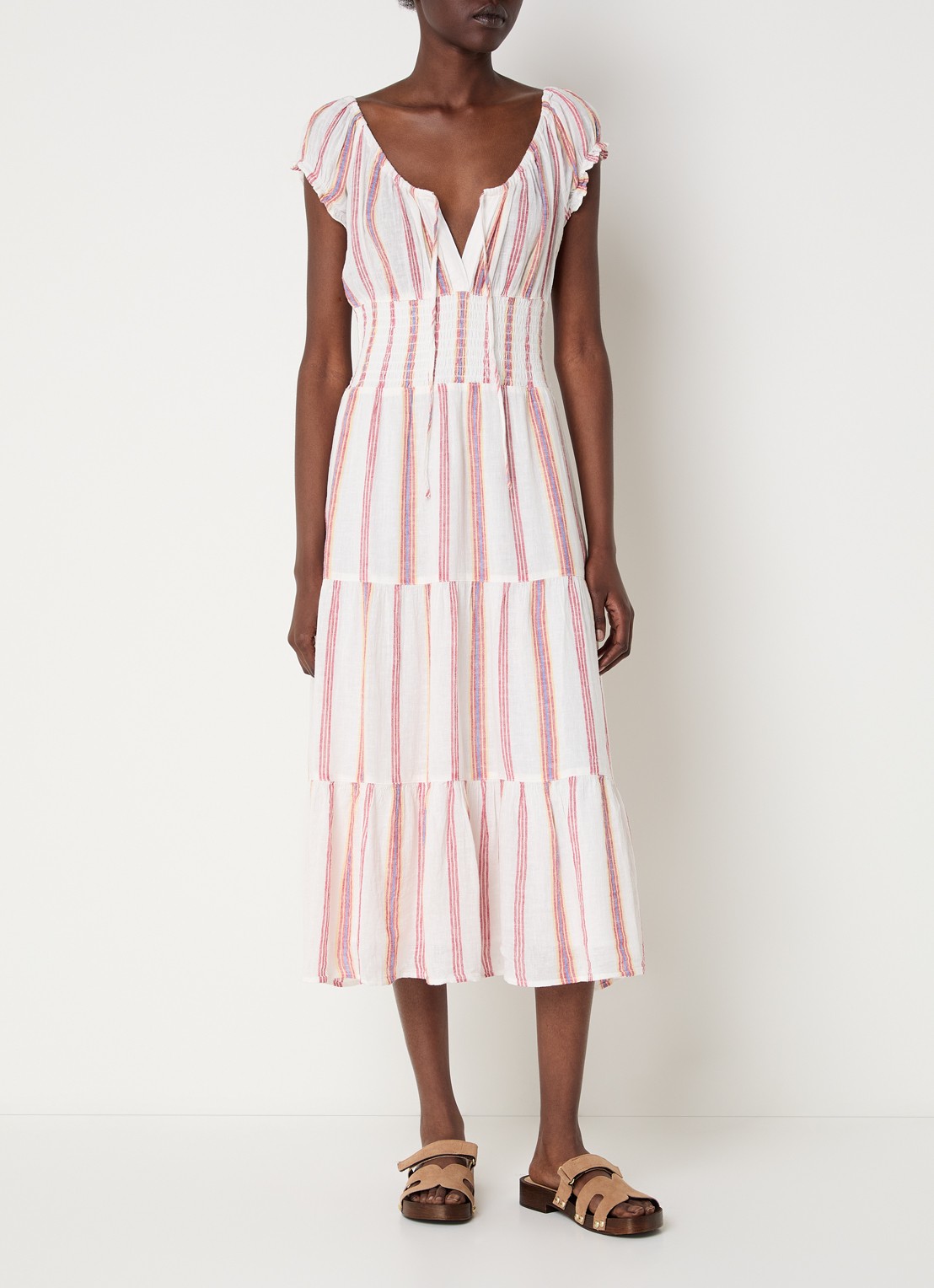 Rails Daria midi jurk met streeprint - detail 4 creme