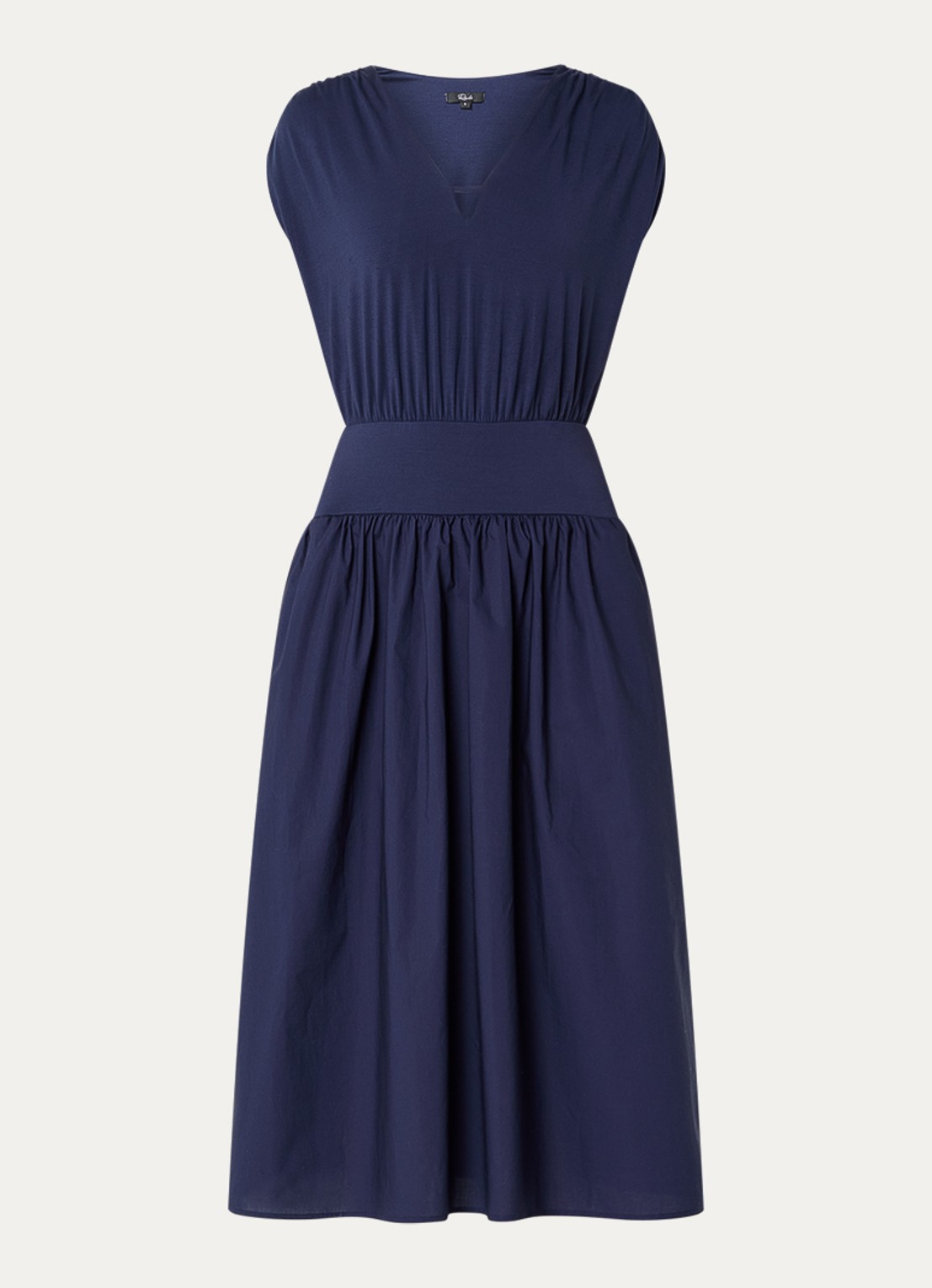 Rails Darla midi jurk met ruches en V-hals - voorkant donkerblauw