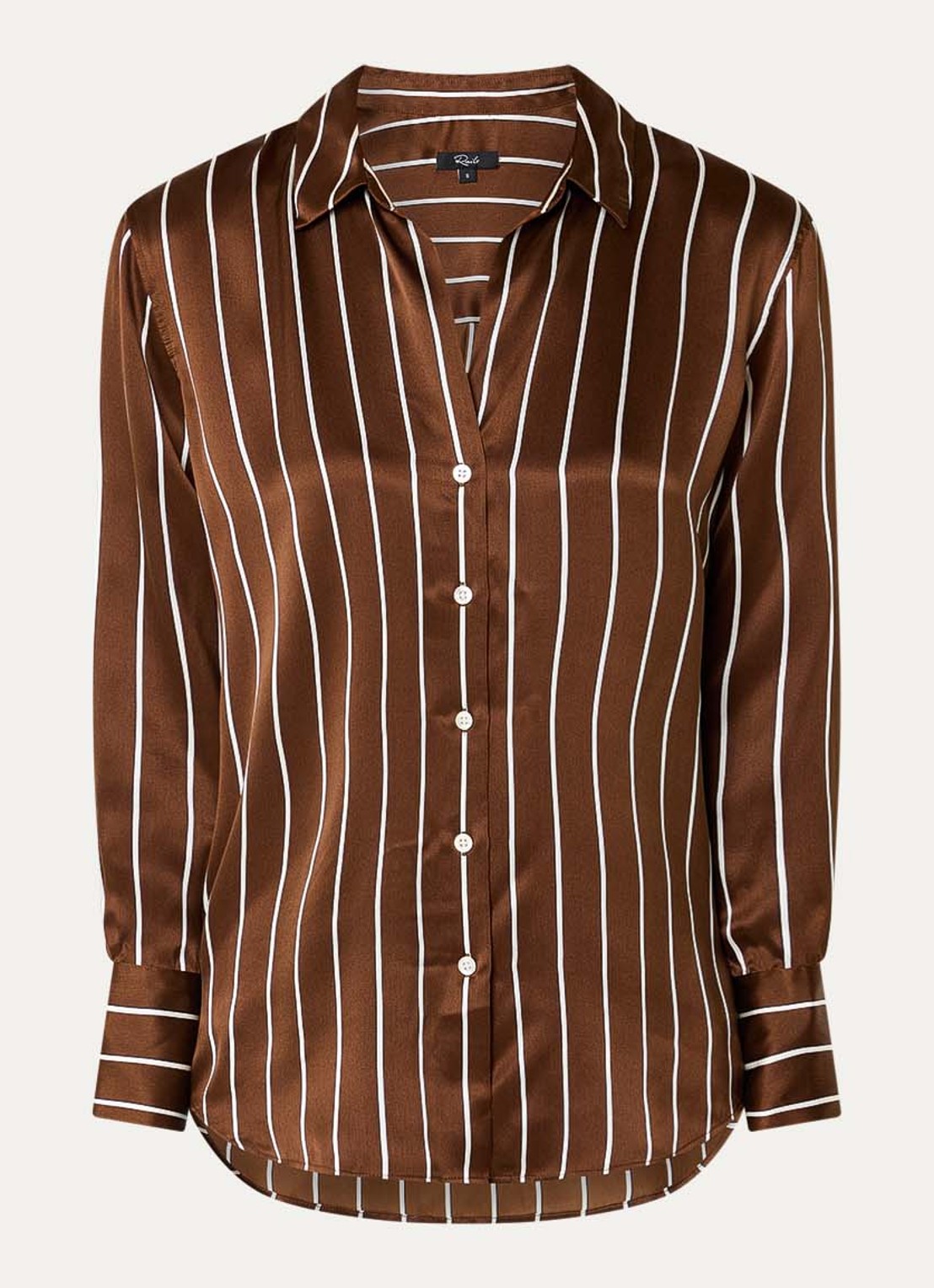 Rails Dorian blouse van zijde met streepprint - voorkant 3 bruin