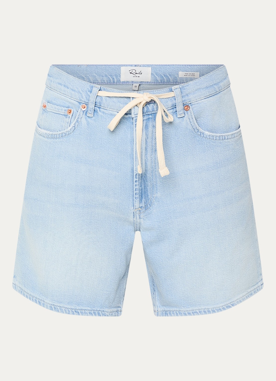 Rails Dume mid waist straight fit korte broek van denim - voorkant lichtblauw