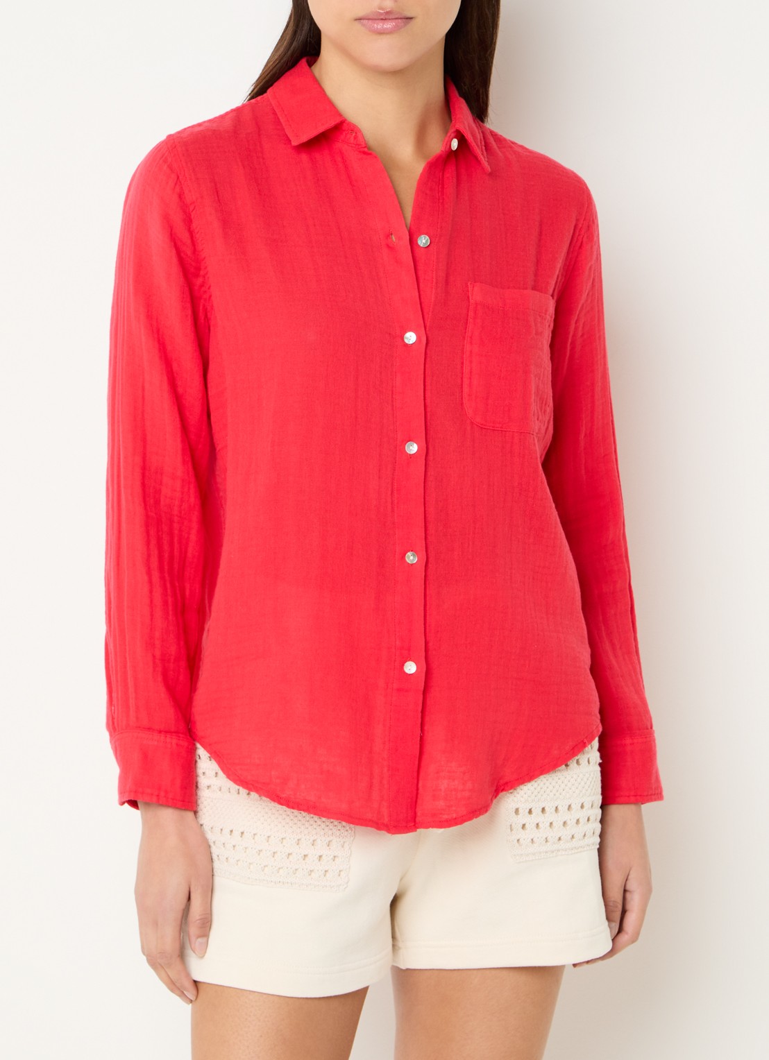 Rails Ellis blouse van  katoen met borstzak - detail rood