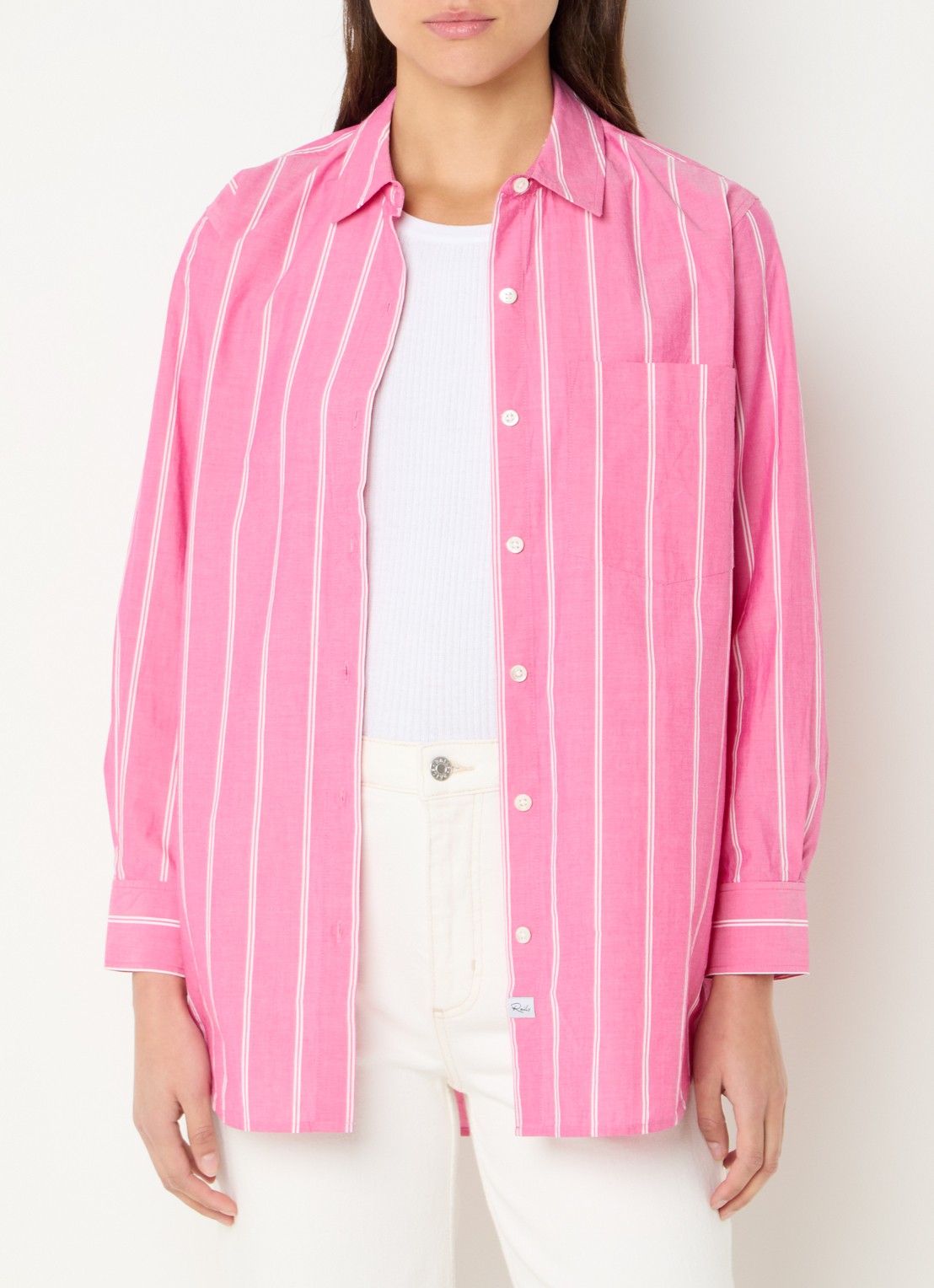 Rails Elsa blouse met borstzak en streepprint - detail 4 roze
