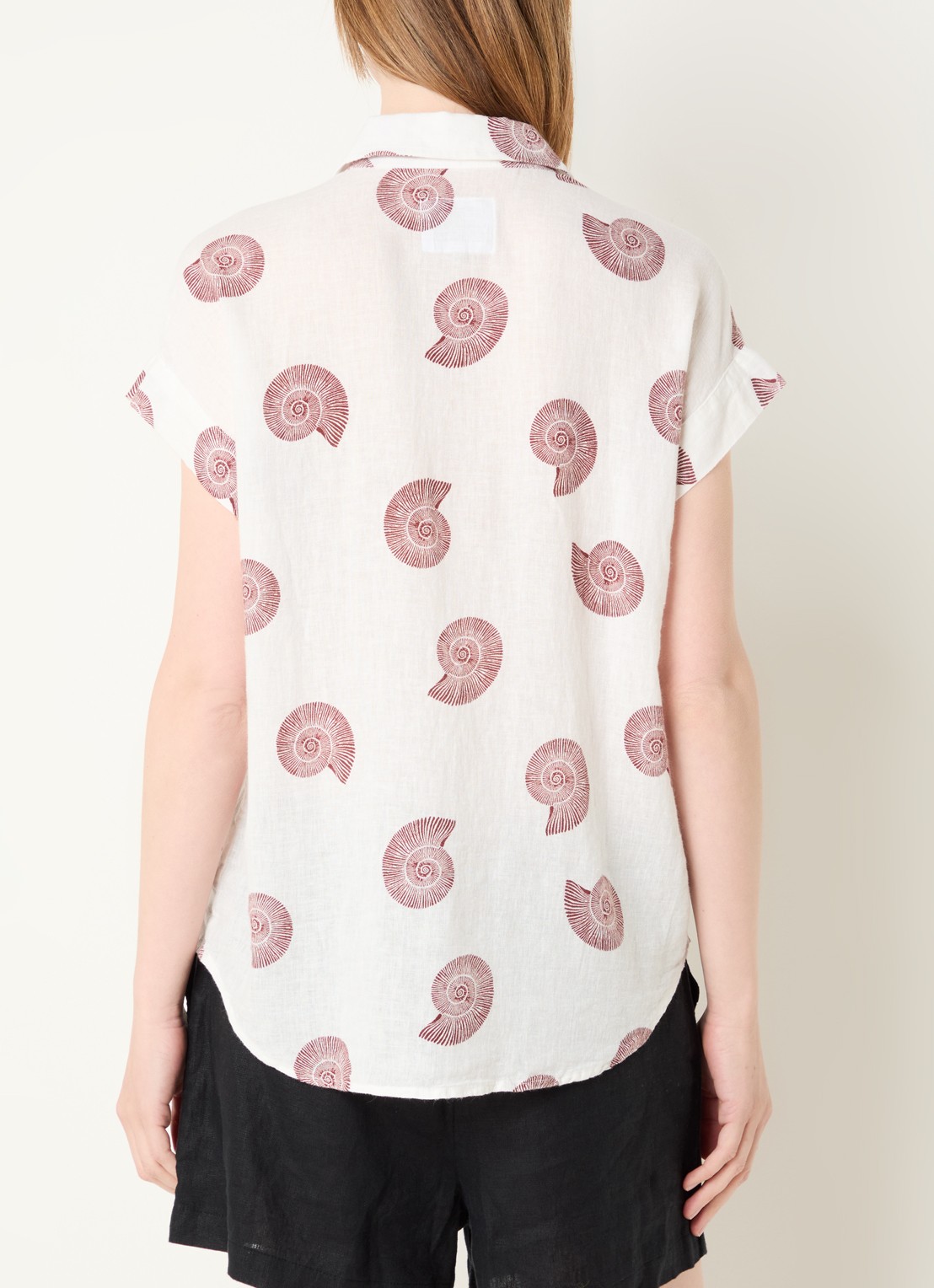 Rails Farrah blouse in linnenblend met print - achterkant 3 gebroken wit
