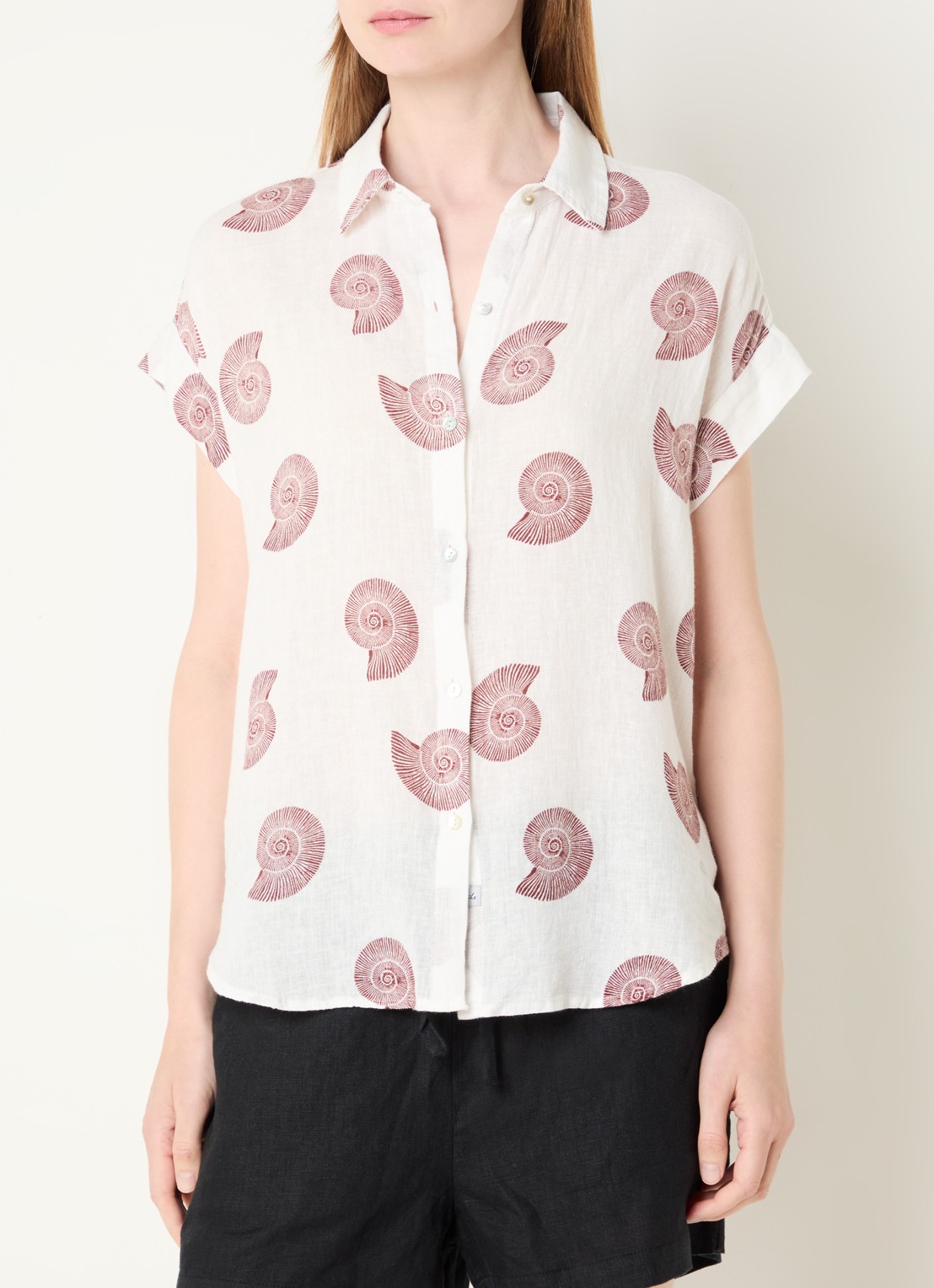 Rails Farrah blouse in linnenblend met print - detail 4 gebroken wit