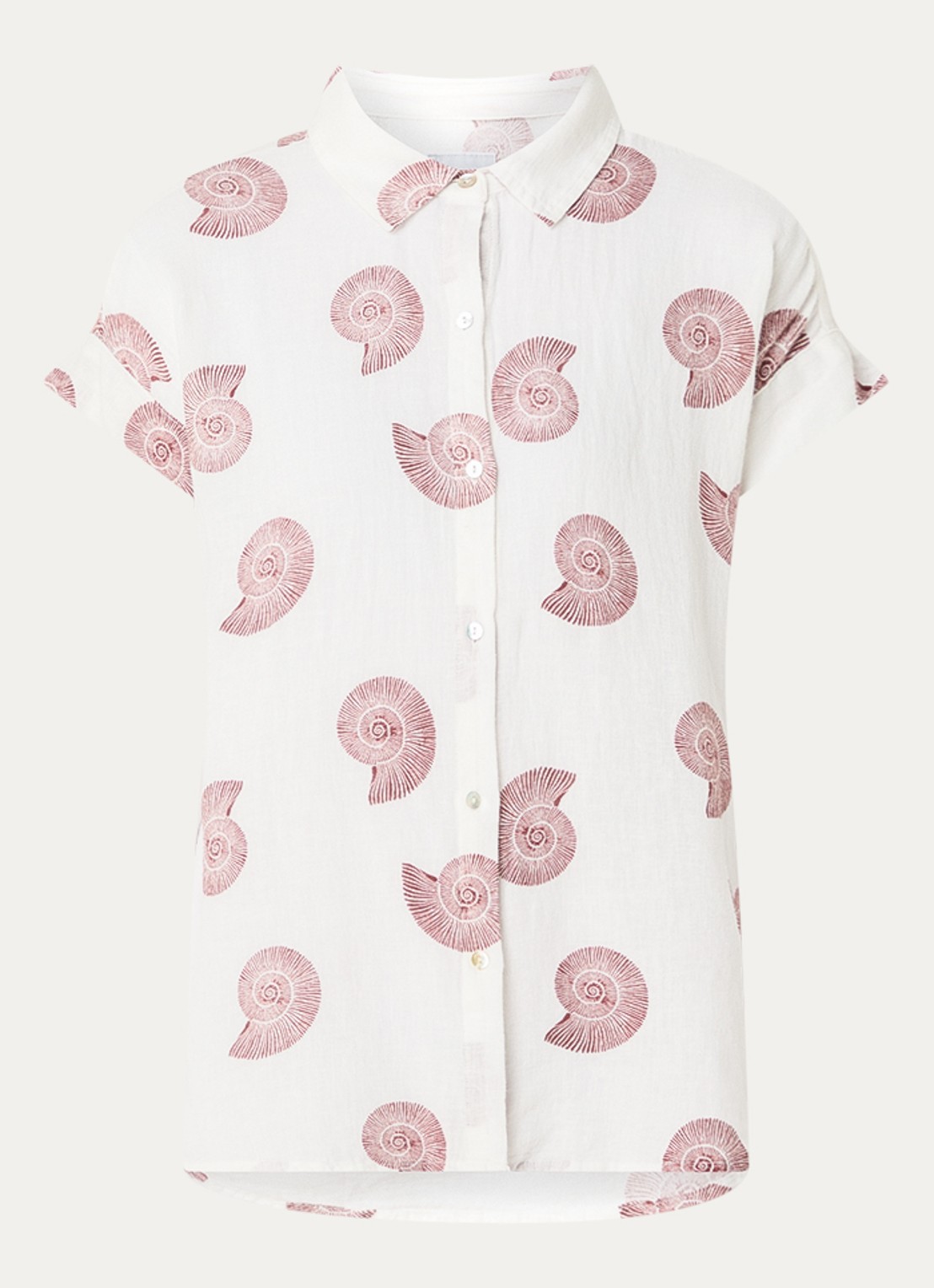 Rails Farrah blouse in linnenblend met print - voorkant gebroken wit