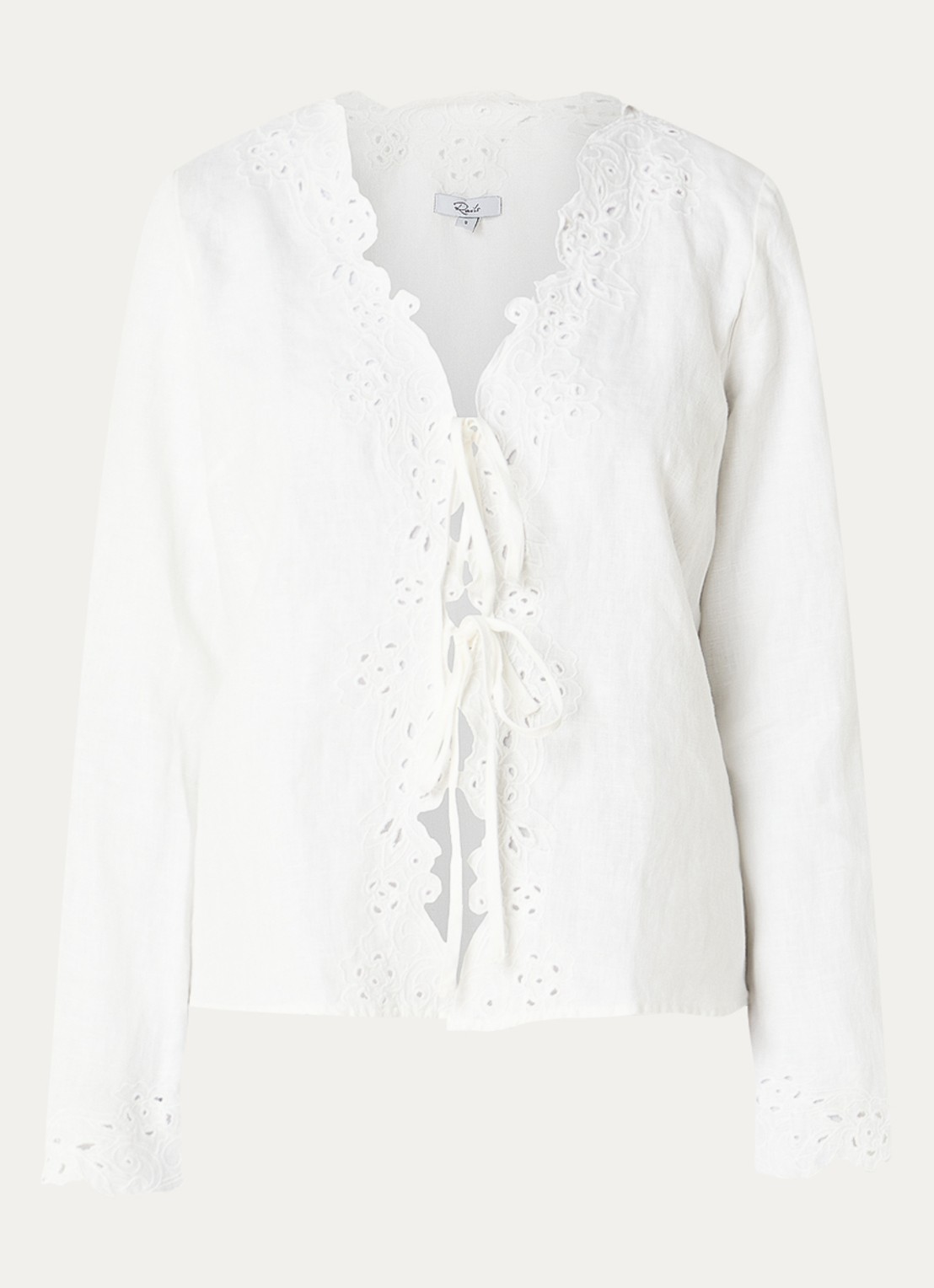 Rails Fleur blouse met broderie en V-hals - voorkant 2 gebroken wit