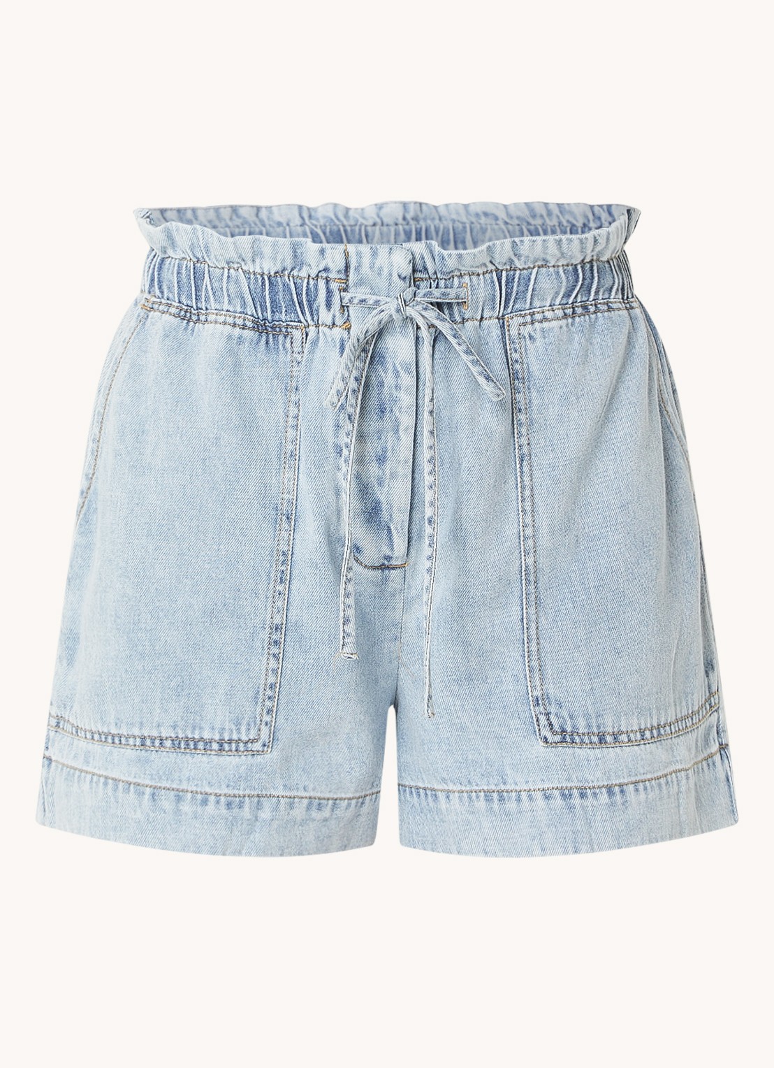Rails Foster high waist loose fit korte broek van denim - voorkant 2 lichtblauw
