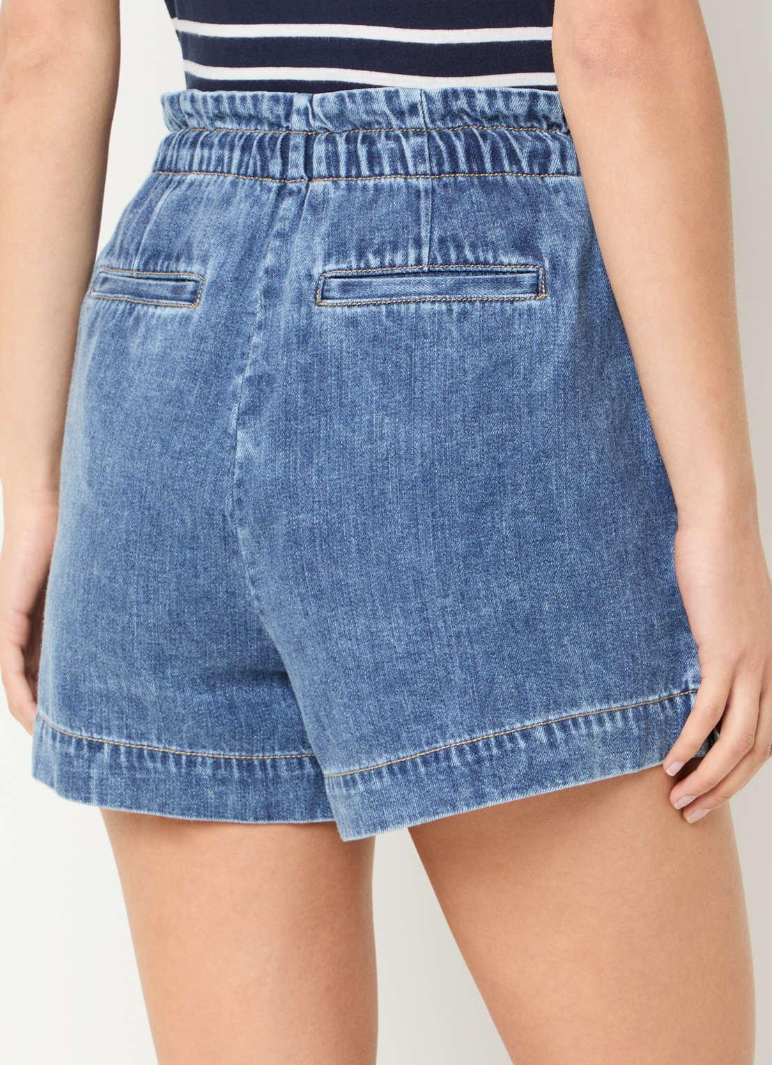 Rails Foster high waist straight fit korte broek  met steekzakken - achterkant indigo