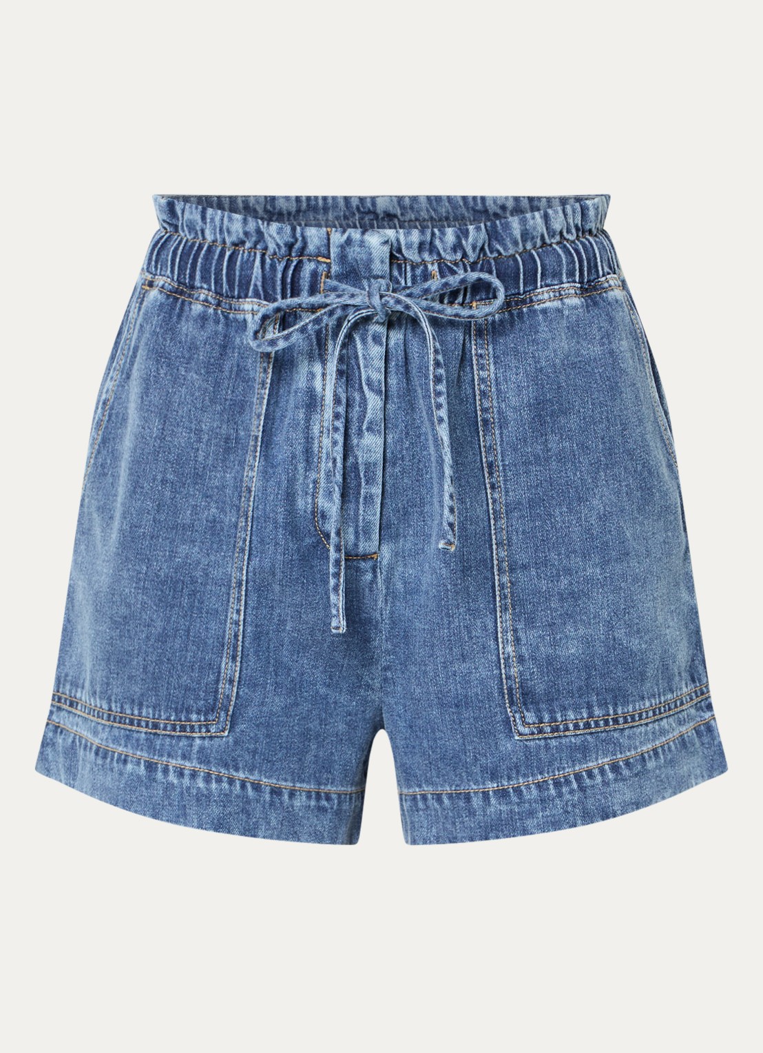 Rails Foster high waist straight fit korte broek  met steekzakken - voorkant 2 indigo