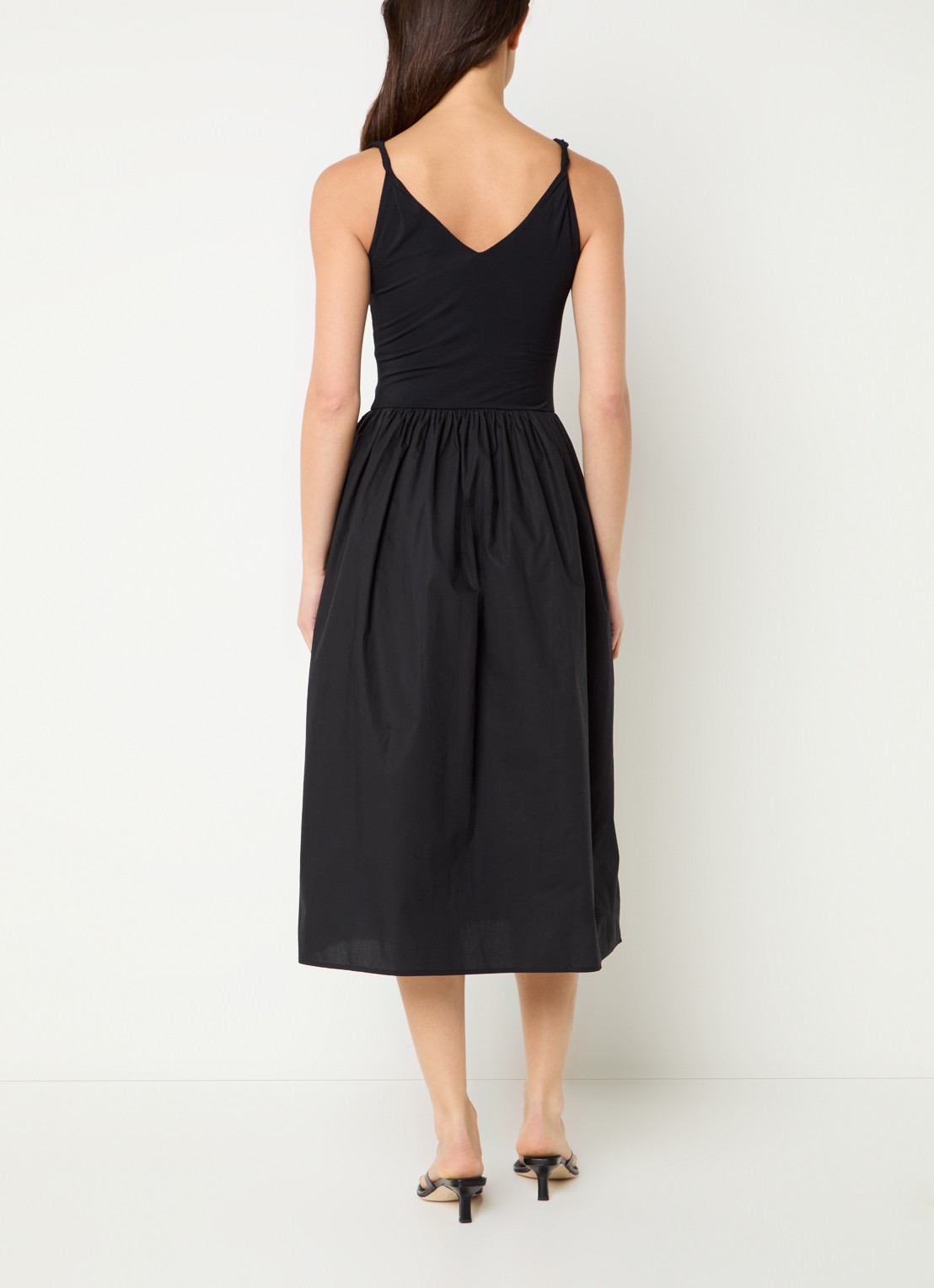 Rails Franca midi jurk met plooidetail - achterkant zwart