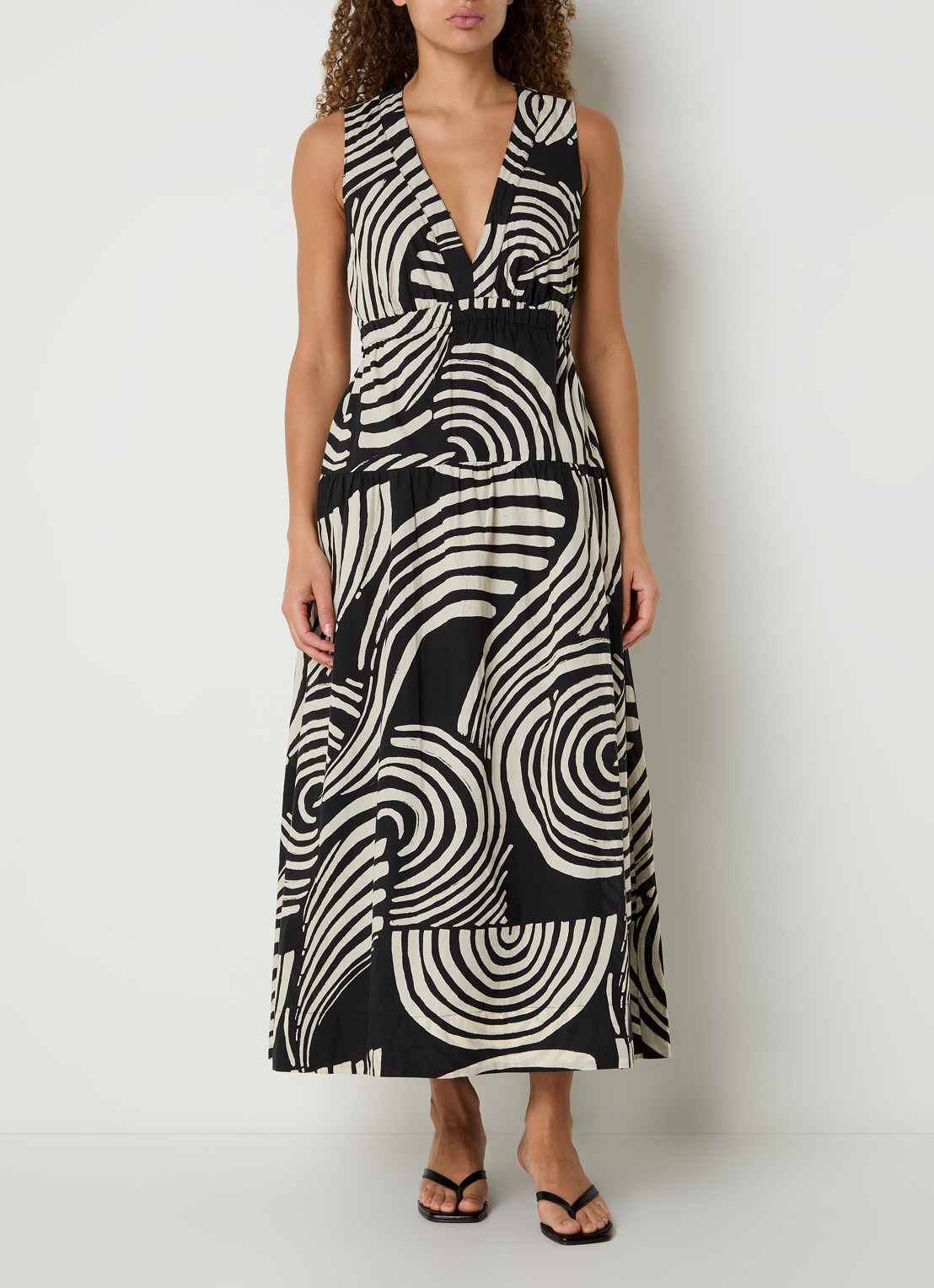 Rails Genevieve maxi jurk met print en steekzakken  - detail 2 beige