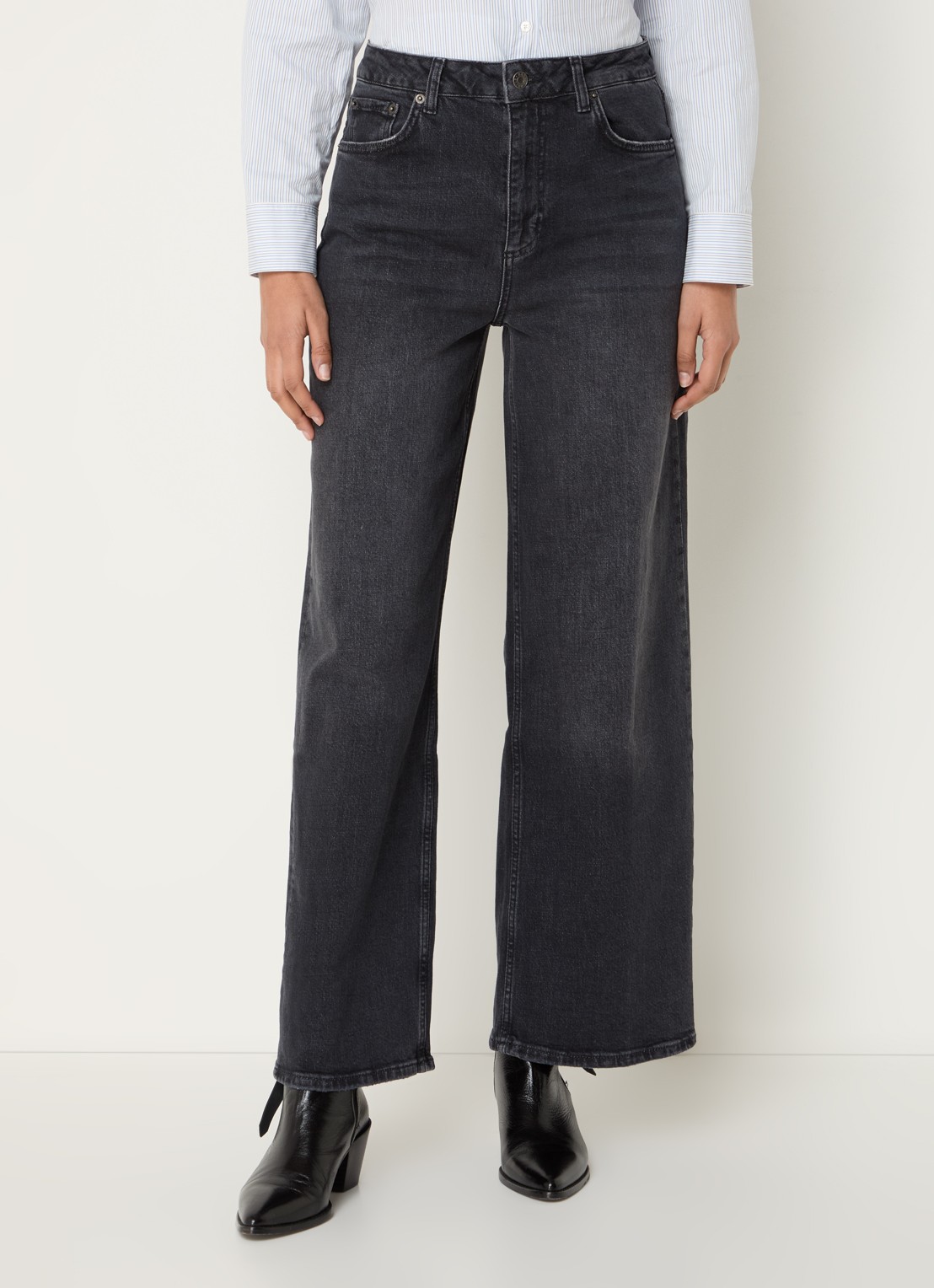 Rails Getty high waist loose fit jeans met gekleurde wassing - detail 2 antraciet