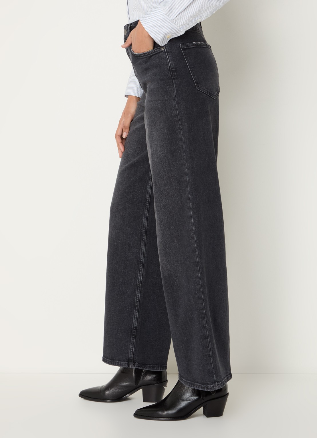 Rails Getty high waist loose fit jeans met gekleurde wassing - detail 3 antraciet