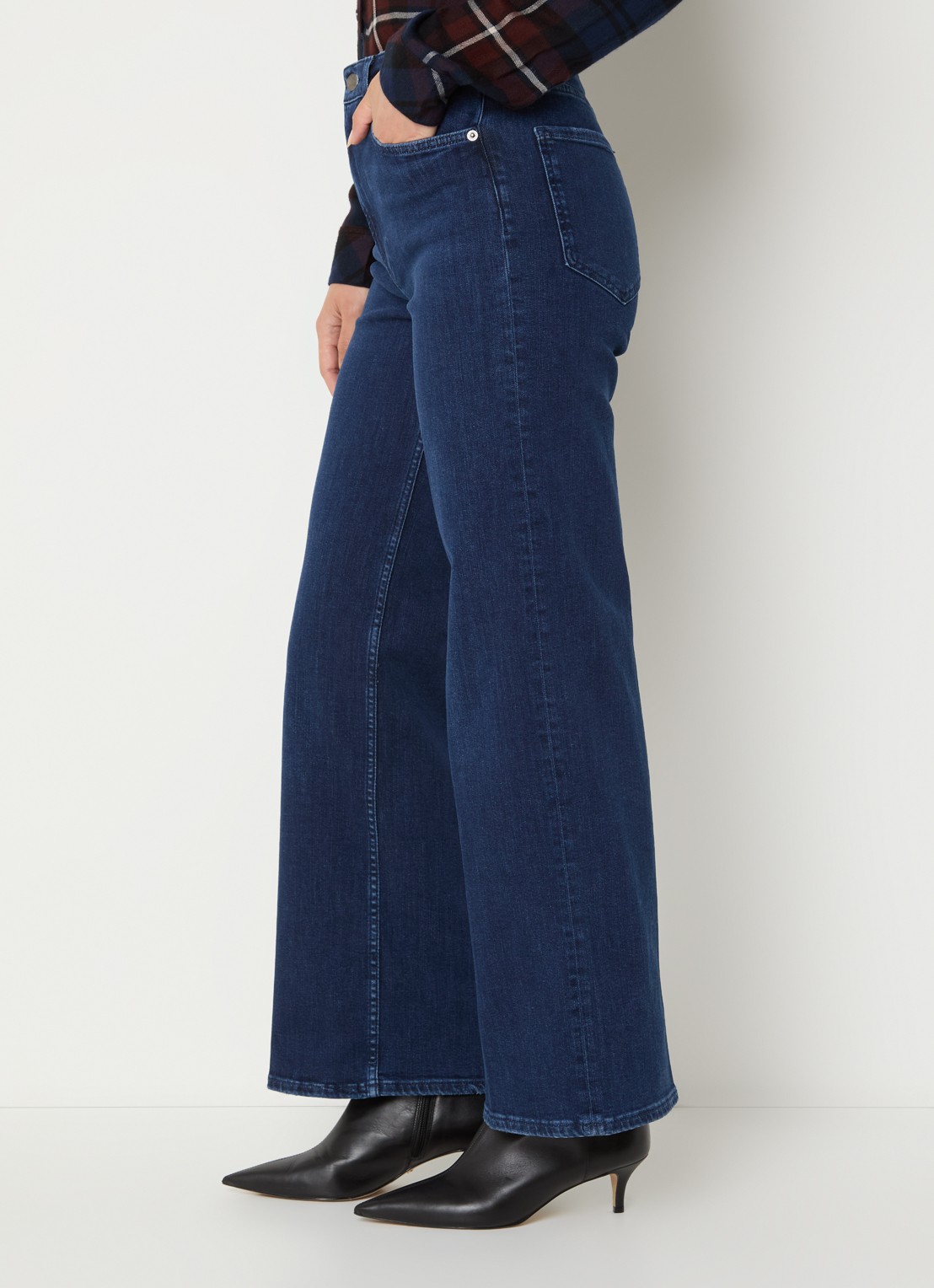 Rails Getty high waist wide leg jeans met donkere wassing - detail 2 indigo