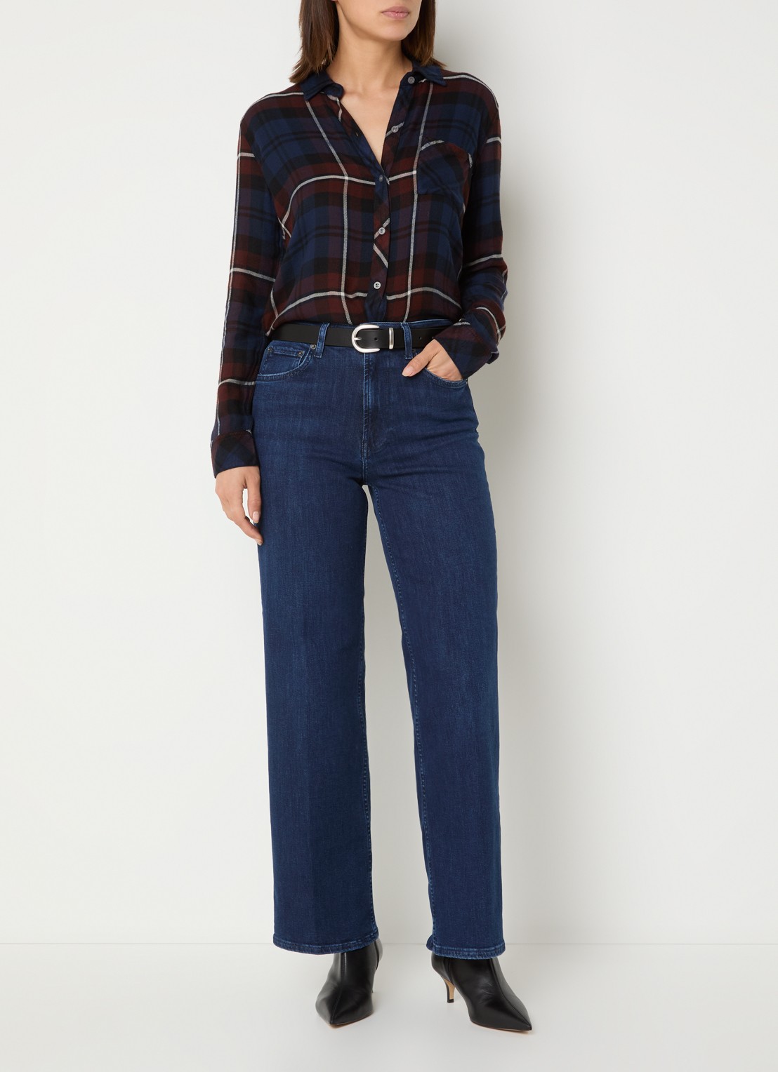 Rails Getty high waist wide leg jeans met donkere wassing - voorkant 4 indigo