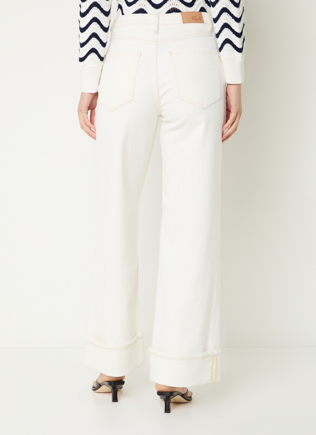 Rails Getty high waist wide leg jeans met gekleurde wassing - achterkant 3 gebroken wit