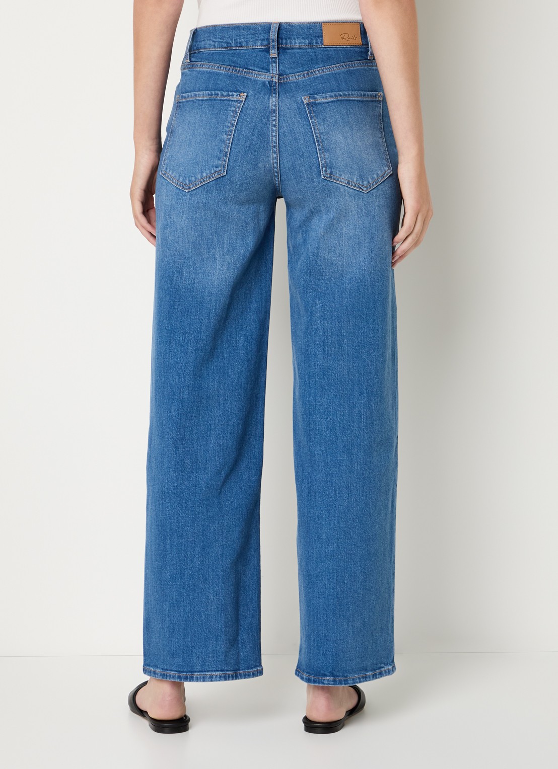 Rails Getty high waist wide leg jeans met medium wassing - achterkant 3 indigo