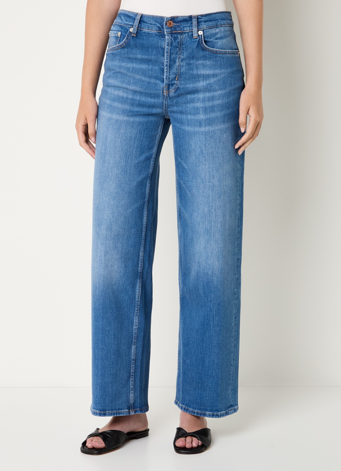 Rails Getty high waist wide leg jeans met medium wassing - detail 4 indigo