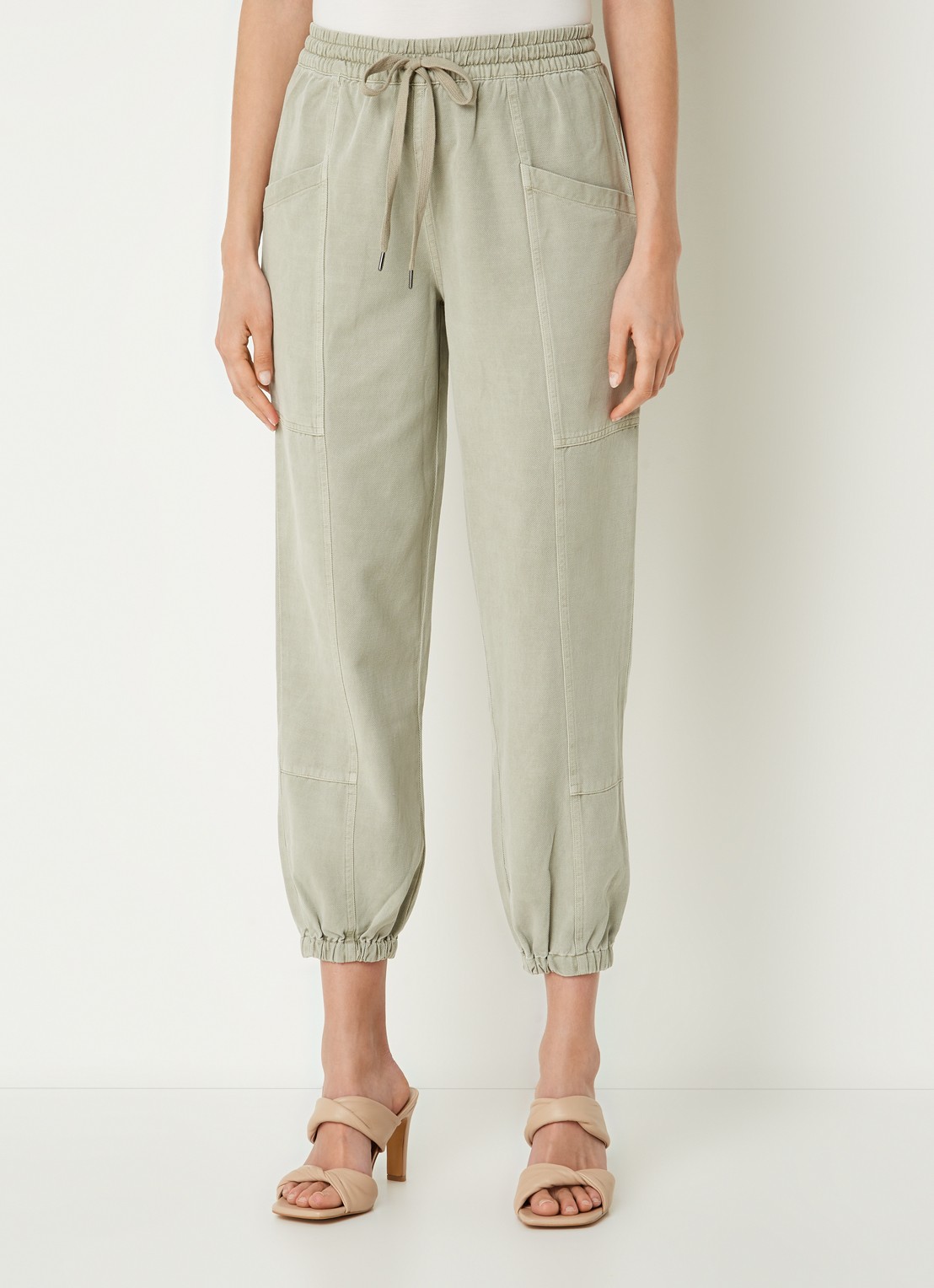 Rails Haven high waist cropped tapered fit cargobroek  - detail khaki