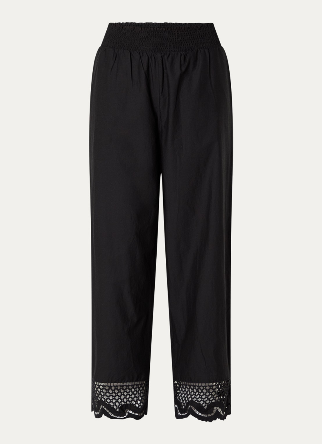 Rails Henrik high waist loose fit broek met broderie - voorkant 3 zwart