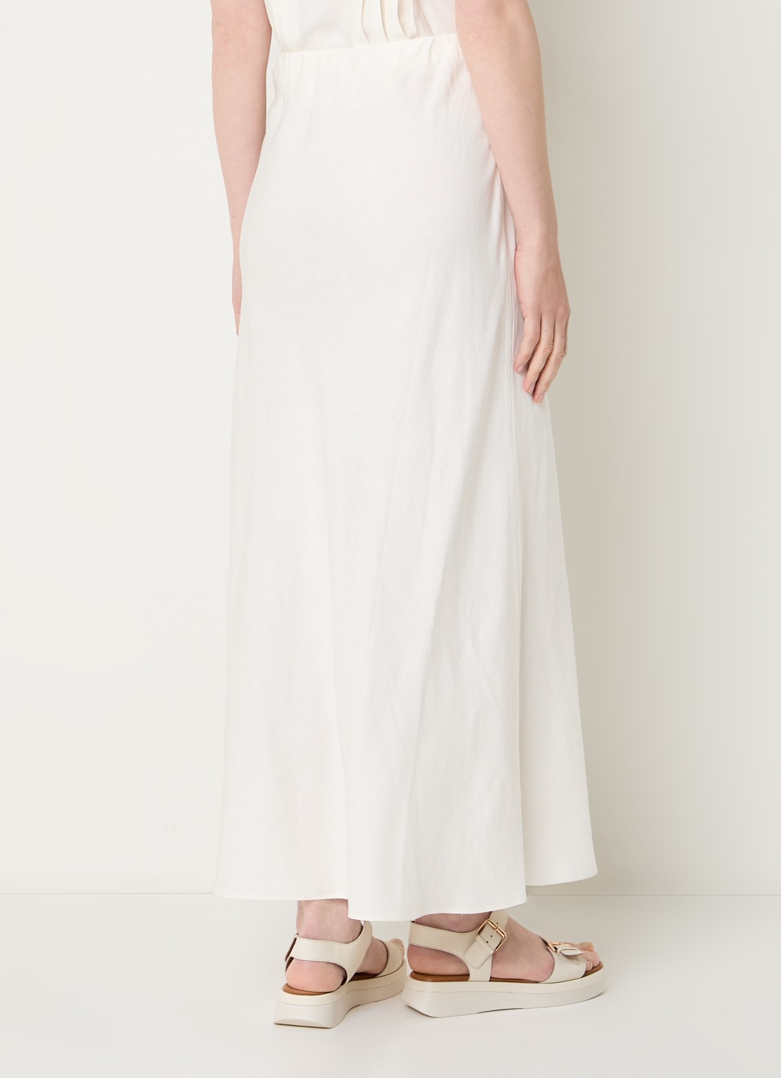 Rails High waist maxi rok in linnenblend - achterkant ivoor