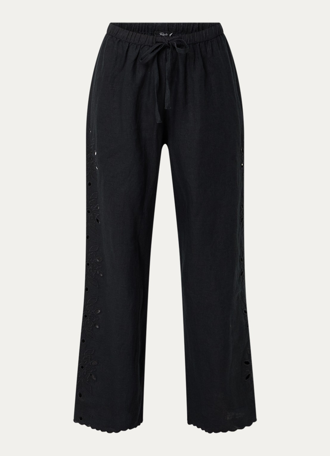 Rails High waist wide fit pantalon van linnen - voorkant 3 zwart