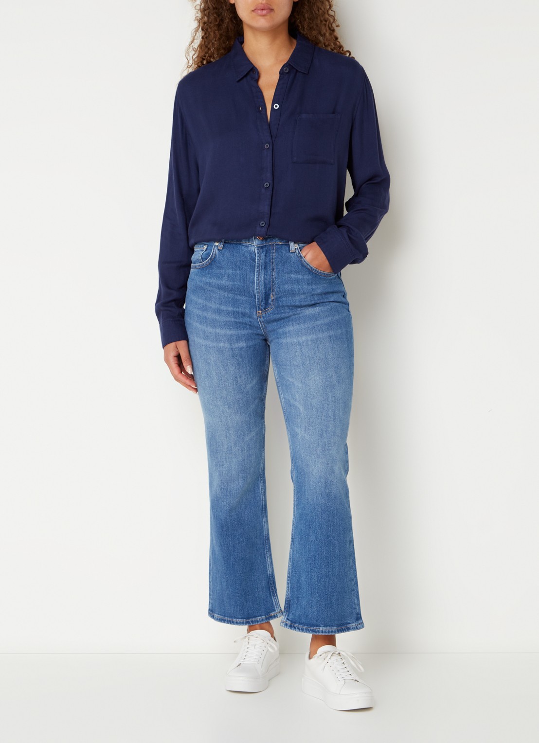 Rails Hunter blouse met borstzak - voorkant 2 donkerblauw