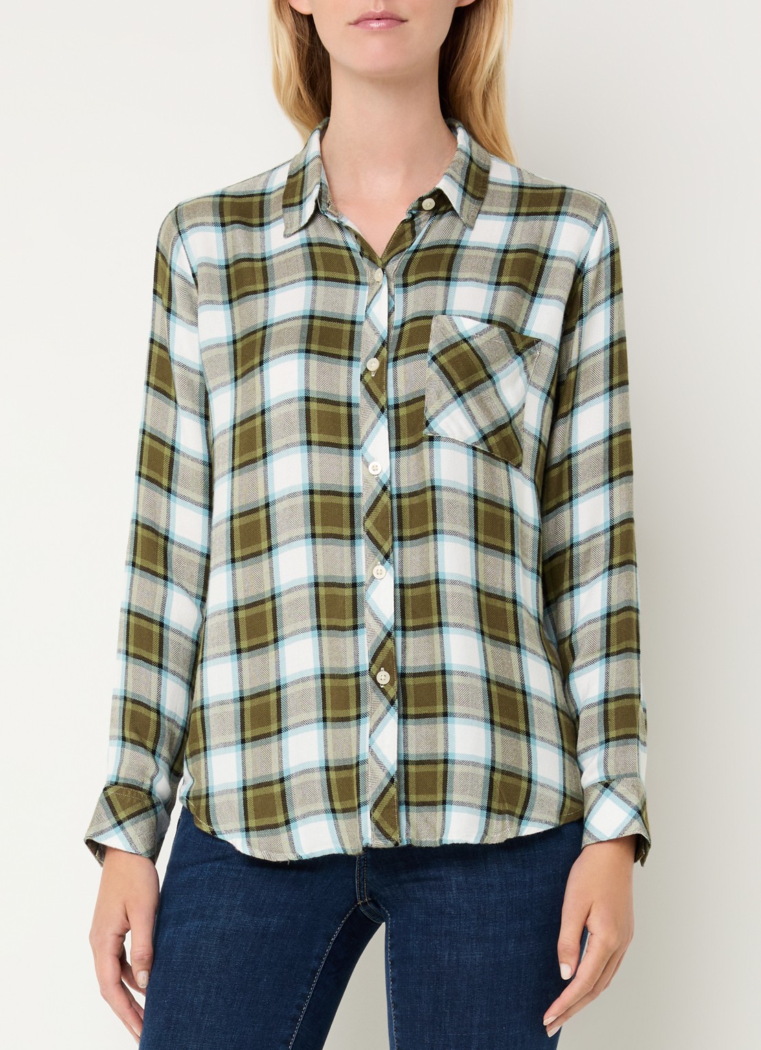 Rails Hunter blouse met ruitdessin - detail 4 olijfgroen