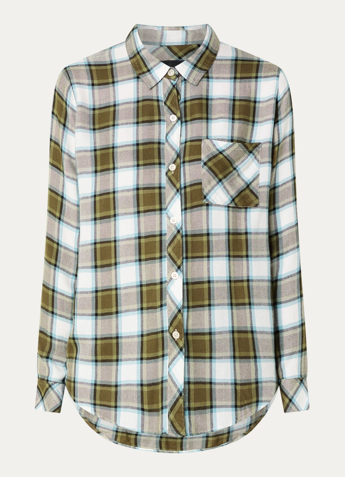 Rails Hunter blouse met ruitdessin - voorkant olijfgroen