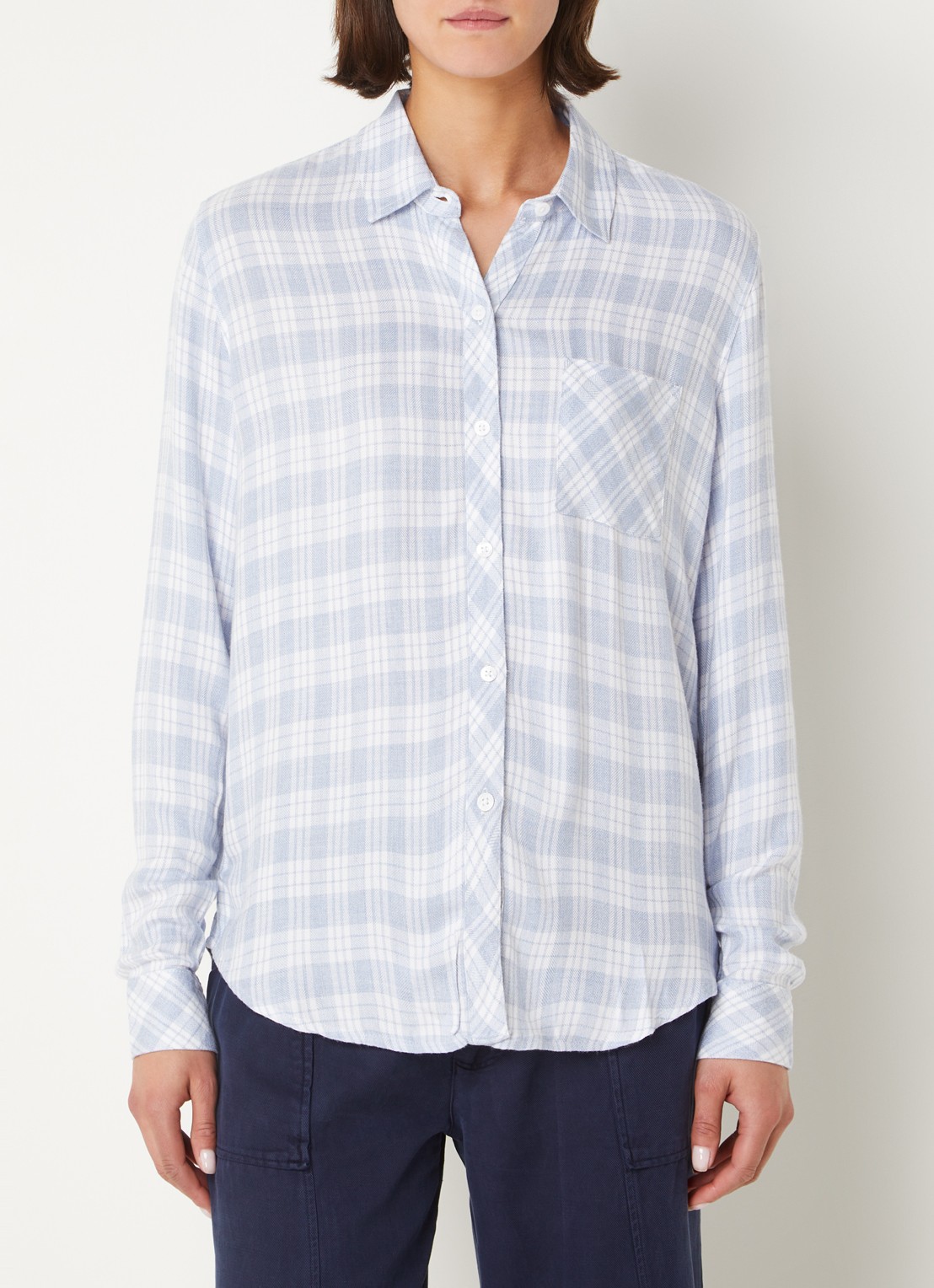Rails Hunter blouse van flanel met ruitdessin - detail 4 blauwgrijs