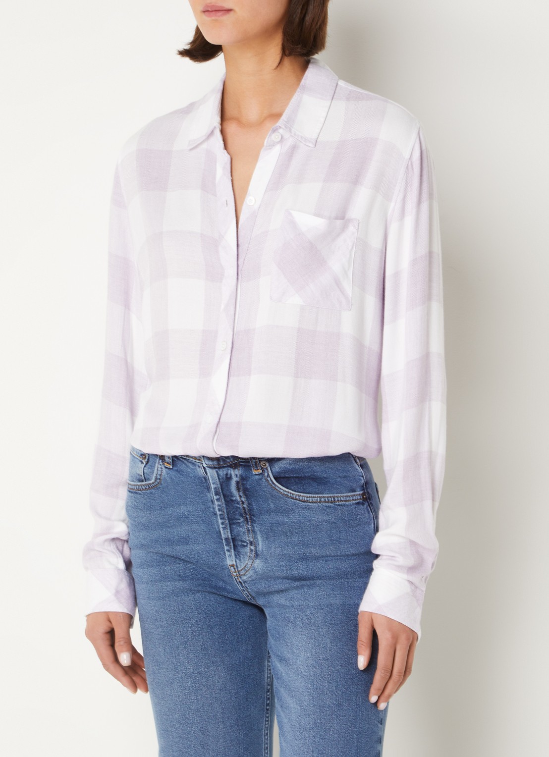 Rails Hunter blouse van flanel met ruitdessin - detail lila
