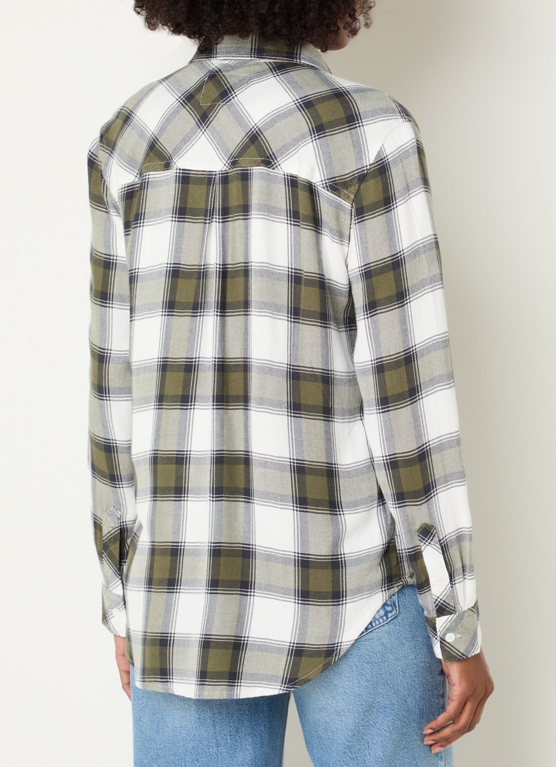 Rails Hunter overshirt met ruitdessin - achterkant 4 olijfgroen