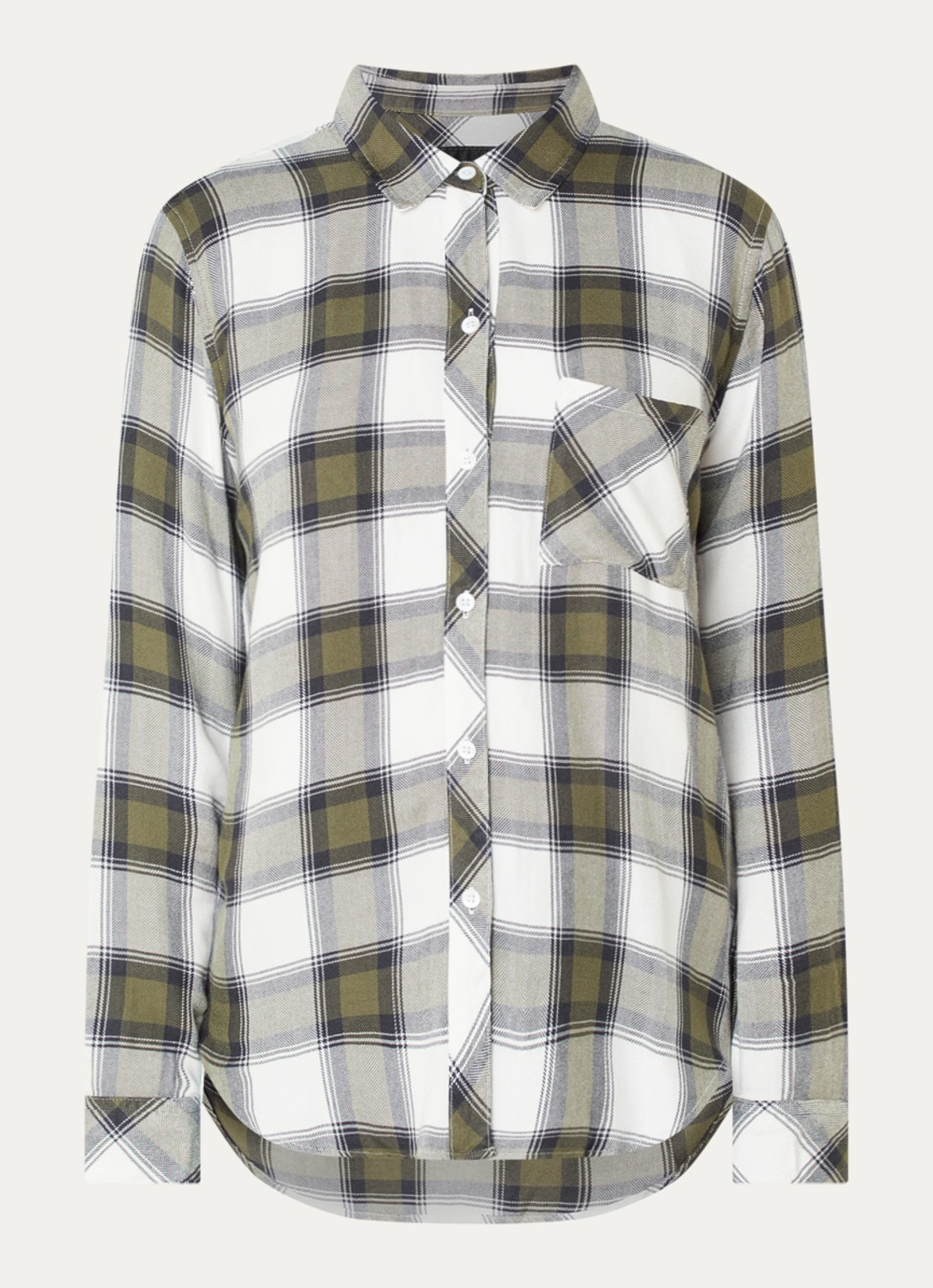 Rails Hunter overshirt met ruitdessin - voorkant 2 olijfgroen