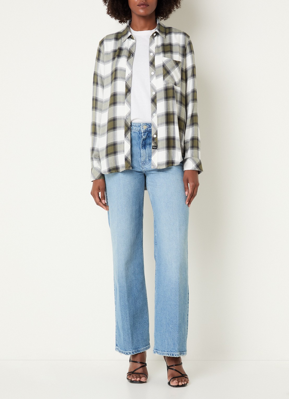 Rails Hunter overshirt met ruitdessin - voorkant 3 olijfgroen