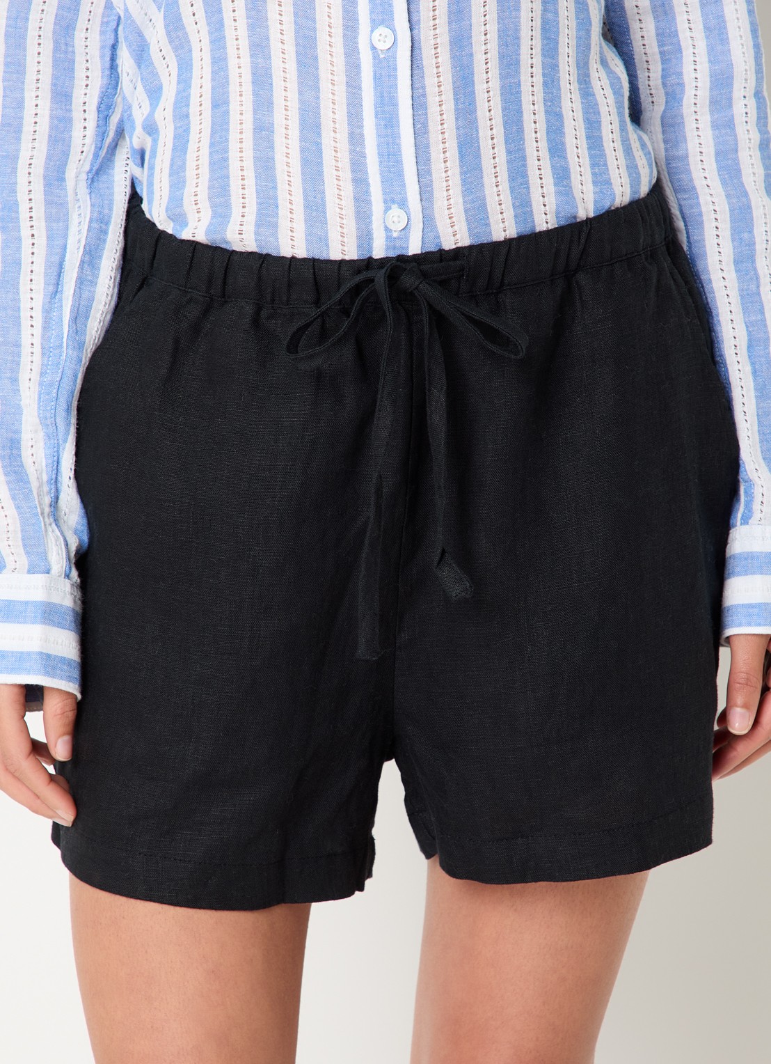 Rails Jenner high waist straight fit korte broek van linnen - detail 2 zwart