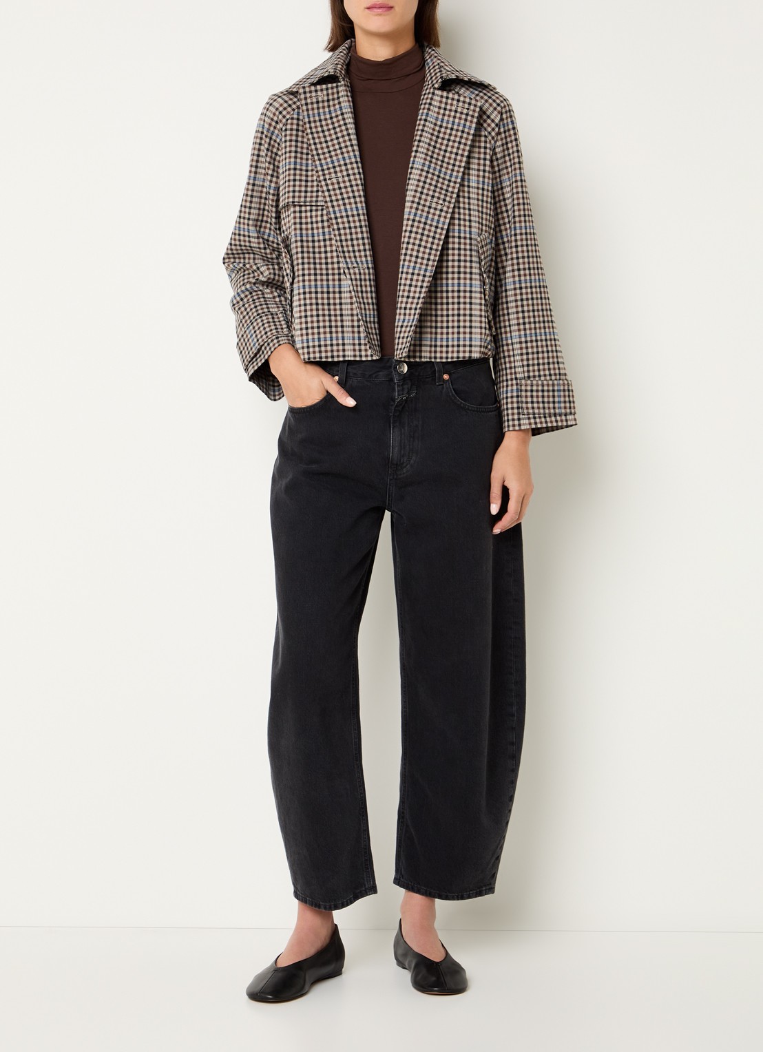 Rails Jett jack met ruitdessin - voorkant 3 bruin