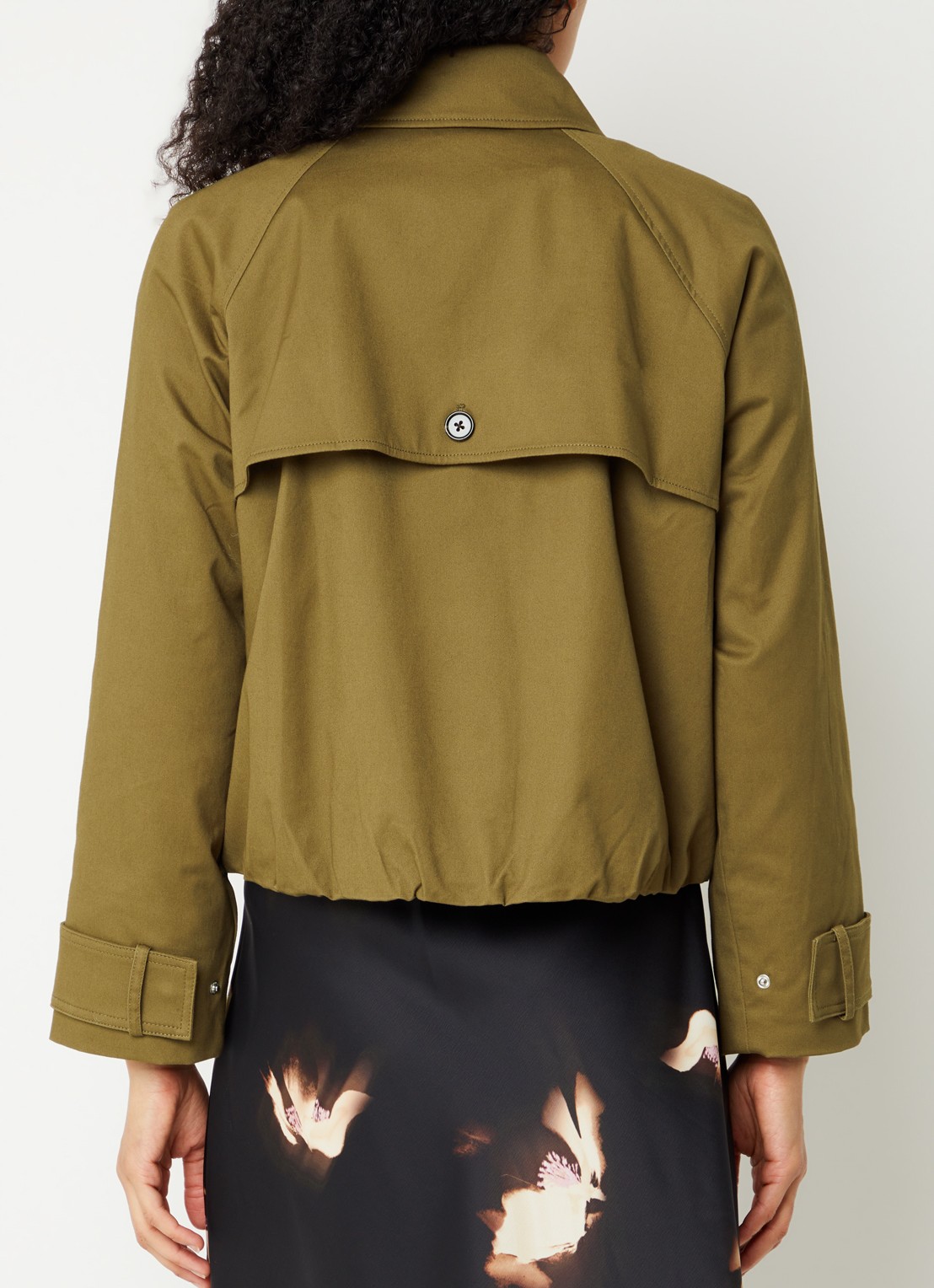 Rails Jetta trenchcoat met asymmetrisch detail en klepzakken - achterkant olijfgroen