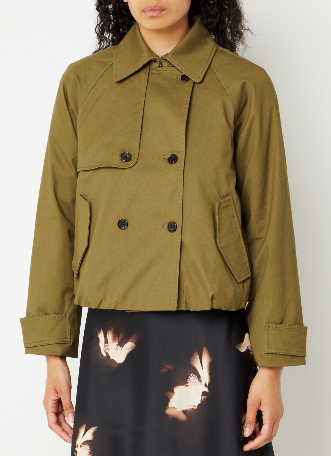 Rails Jetta trenchcoat met asymmetrisch detail en klepzakken - detail 4 olijfgroen