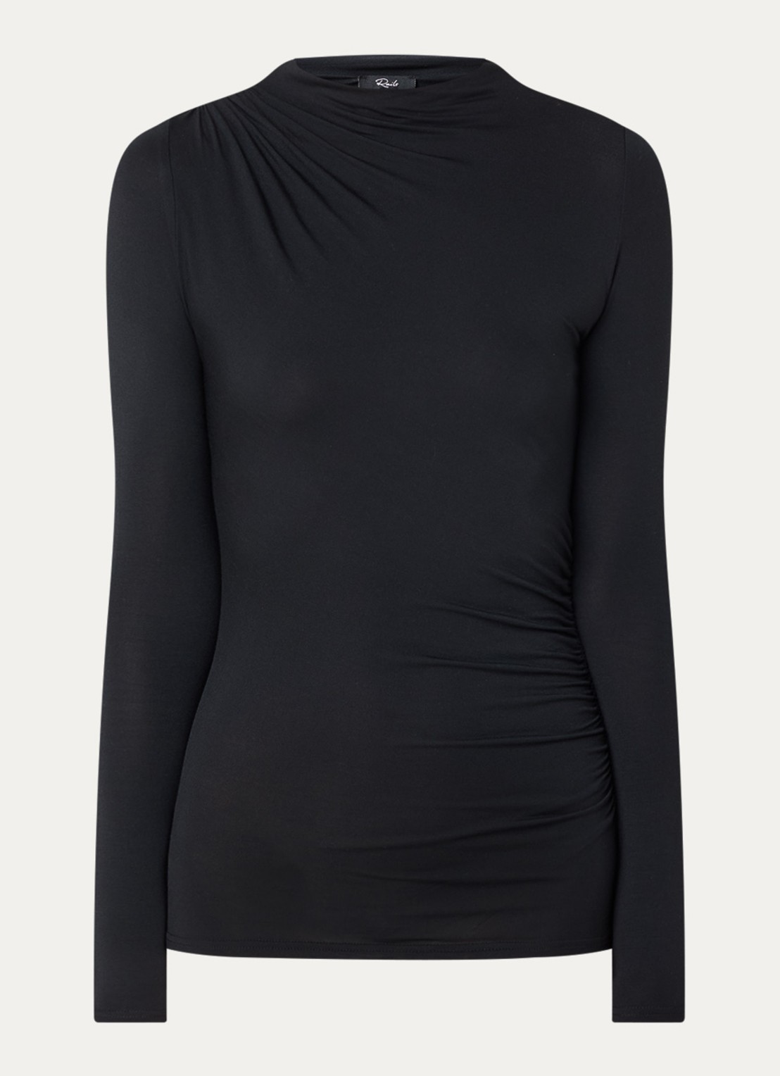Rails Joelle top met plooidetail - voorkant zwart