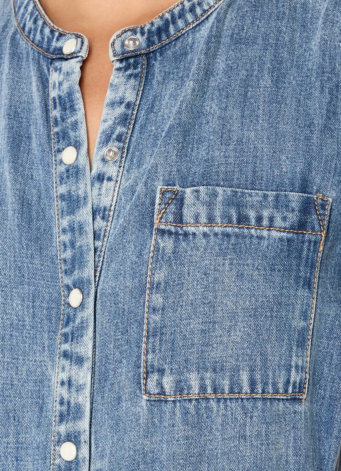 Rails Kahlo midi jurk van chambray met volant - detail 5 blauw