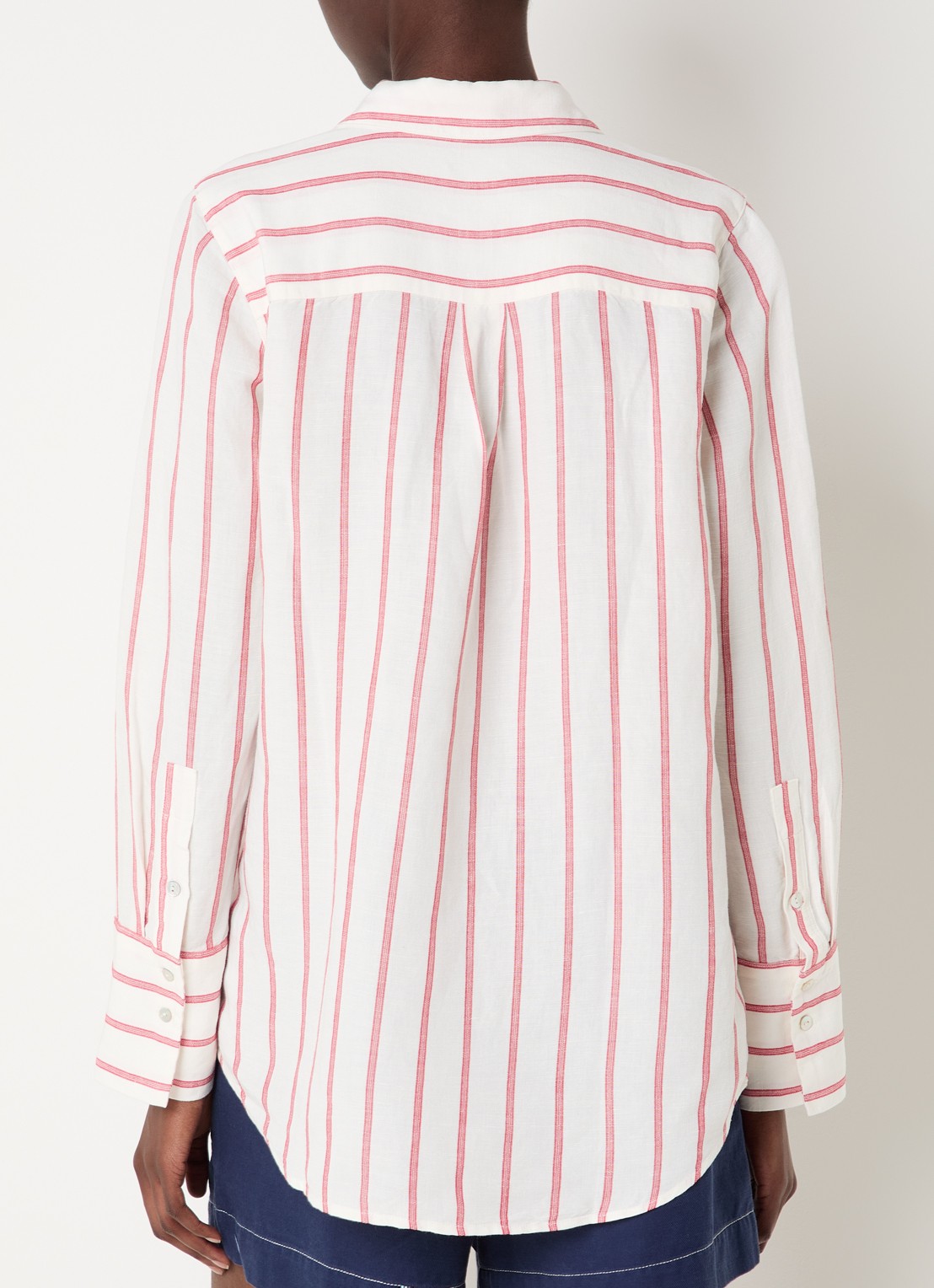 Rails Knox blouse in linnenblend met streepprint - achterkant rood