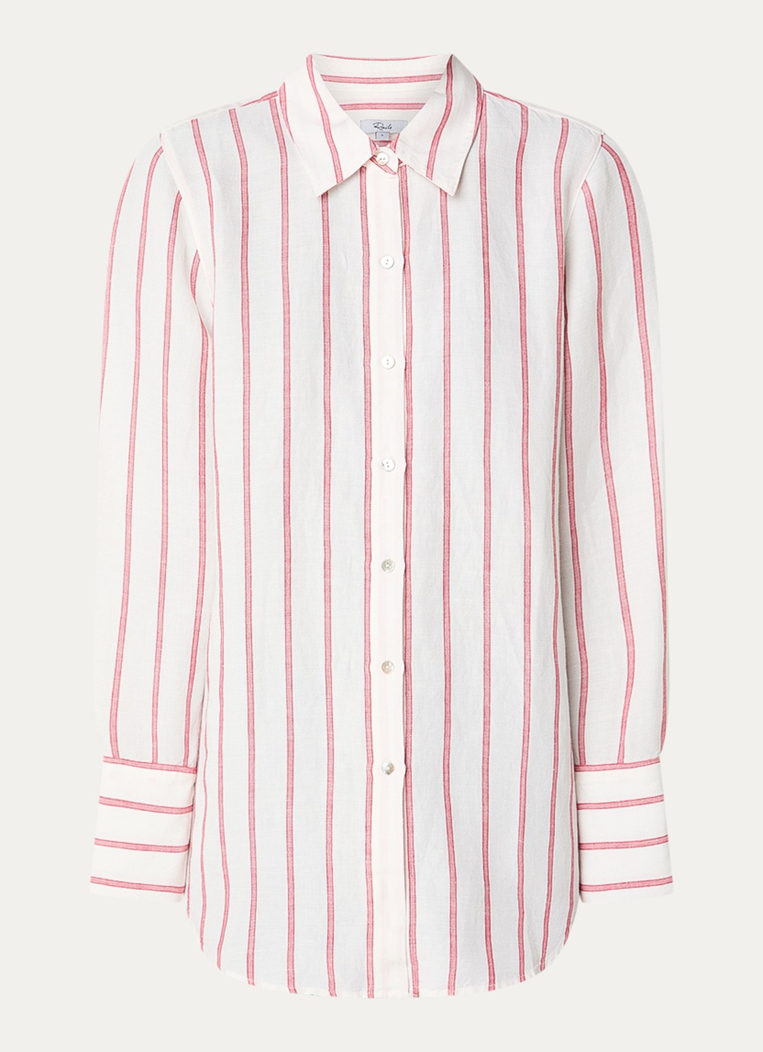 Rails Knox blouse in linnenblend met streepprint - voorkant 2 rood