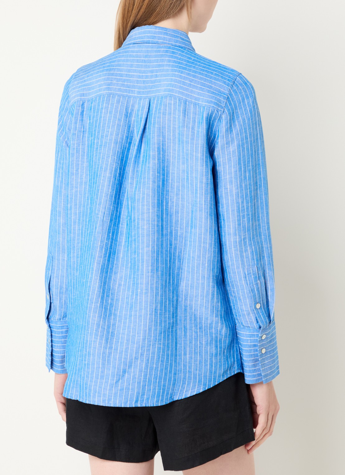 Rails Knox blouse in linnenblend met streepprint - achterkant 3 blauw