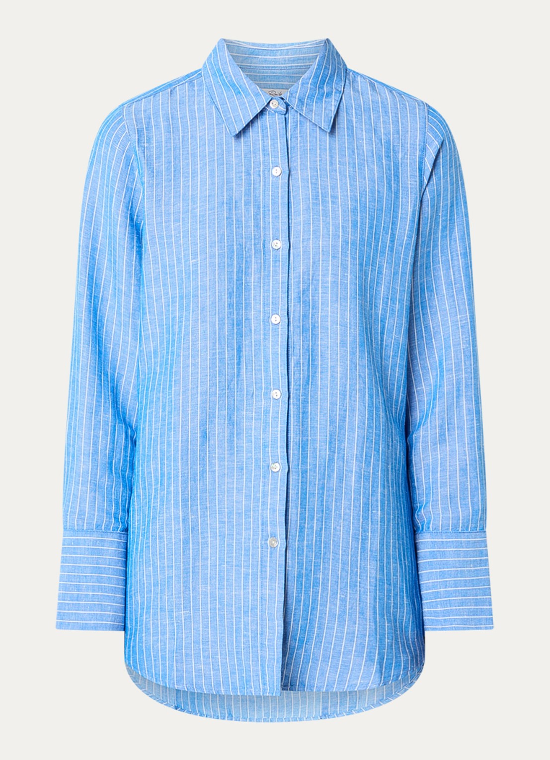 Rails Knox blouse in linnenblend met streepprint - voorkant blauw