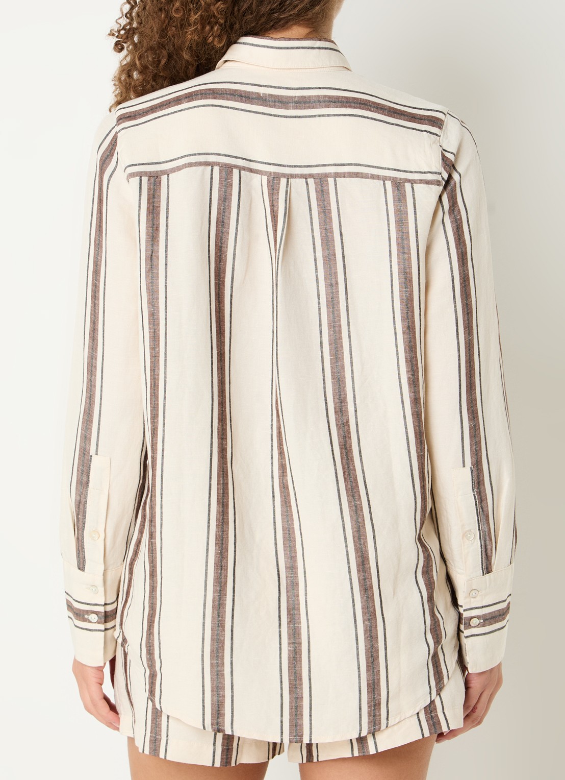 Rails Knox blouse met streepprint in linnenblend - achterkant creme