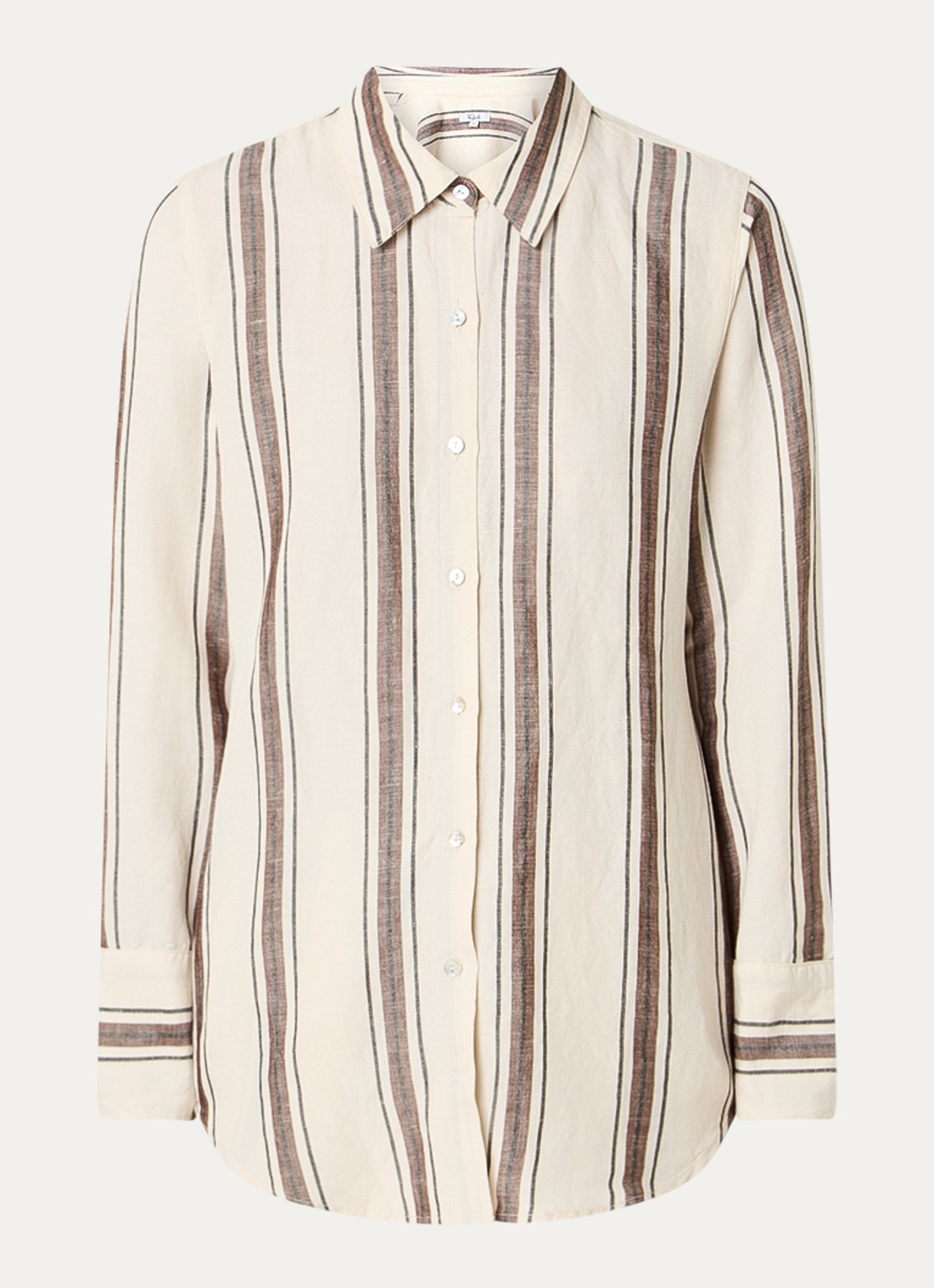 Rails Knox blouse met streepprint in linnenblend - voorkant 2 creme